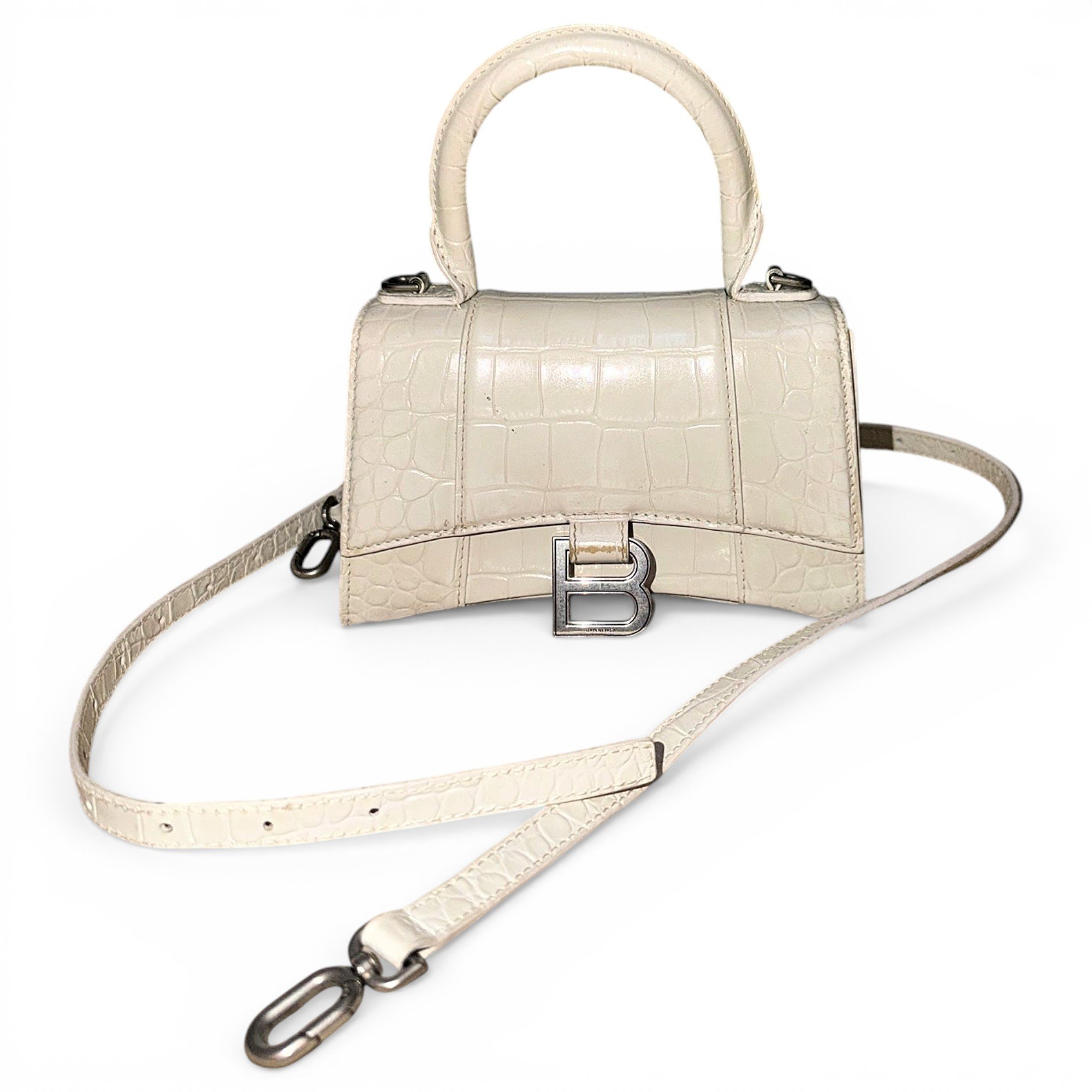 Hourglass leather handbag