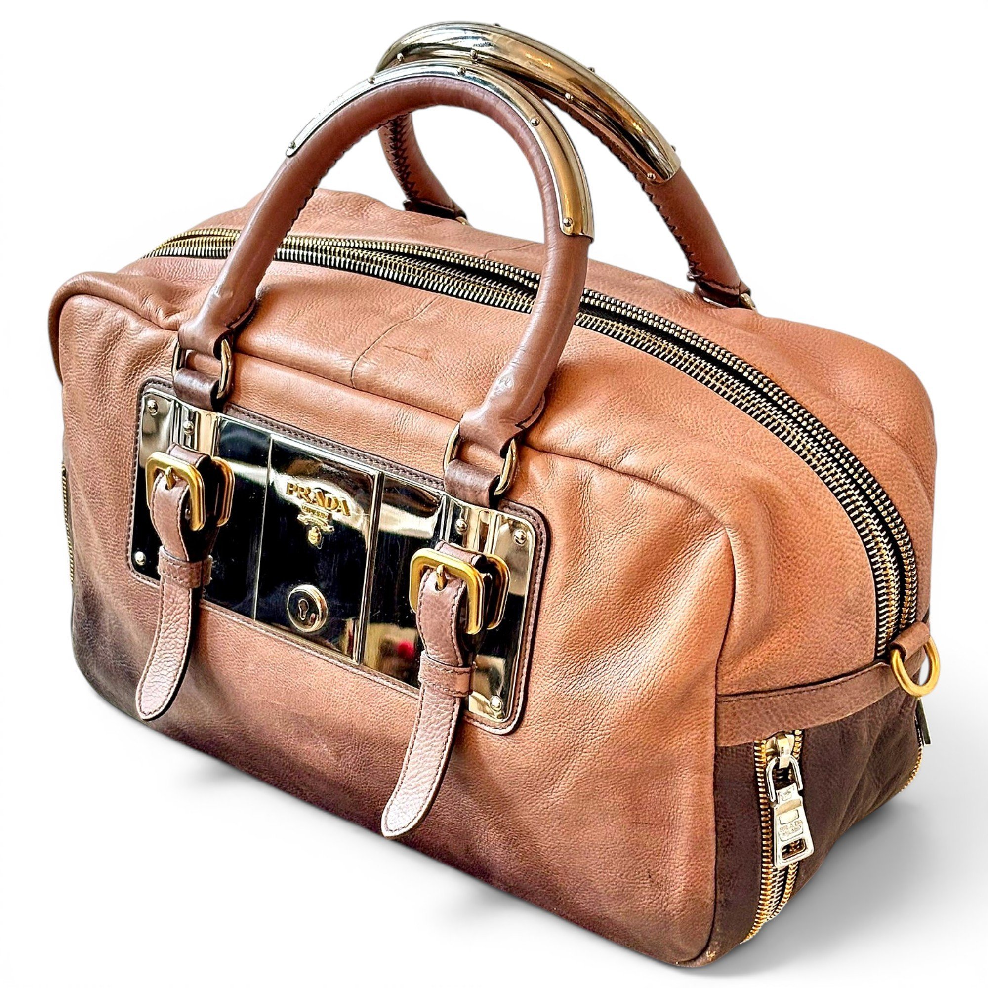 Bowling leather handbag