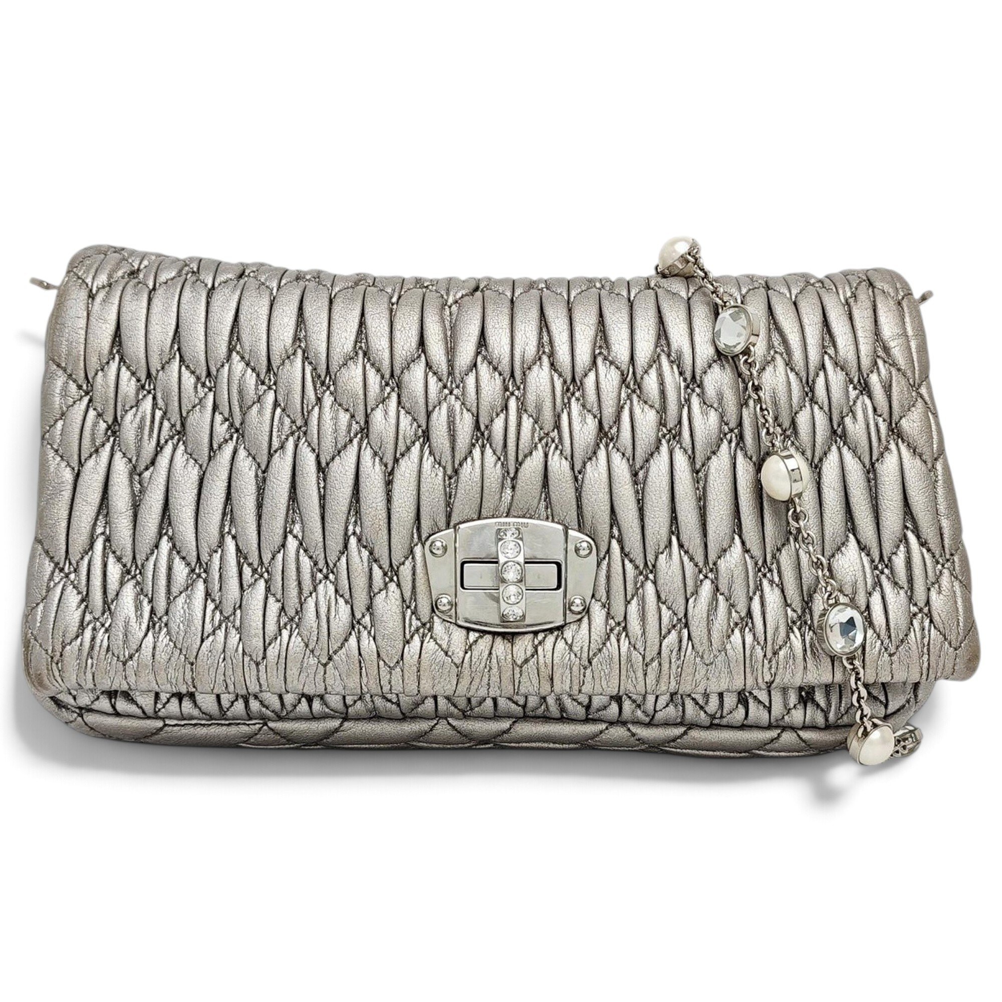 Miu Crystal leather handbag