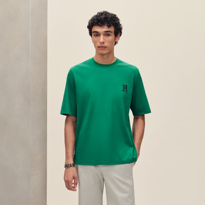 Menthe "H'Cheval" T-shirt With Leather Detail