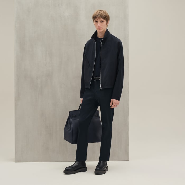 Marine "Rayures De Laine Et Papier" Reversible Straight Cut Jacket