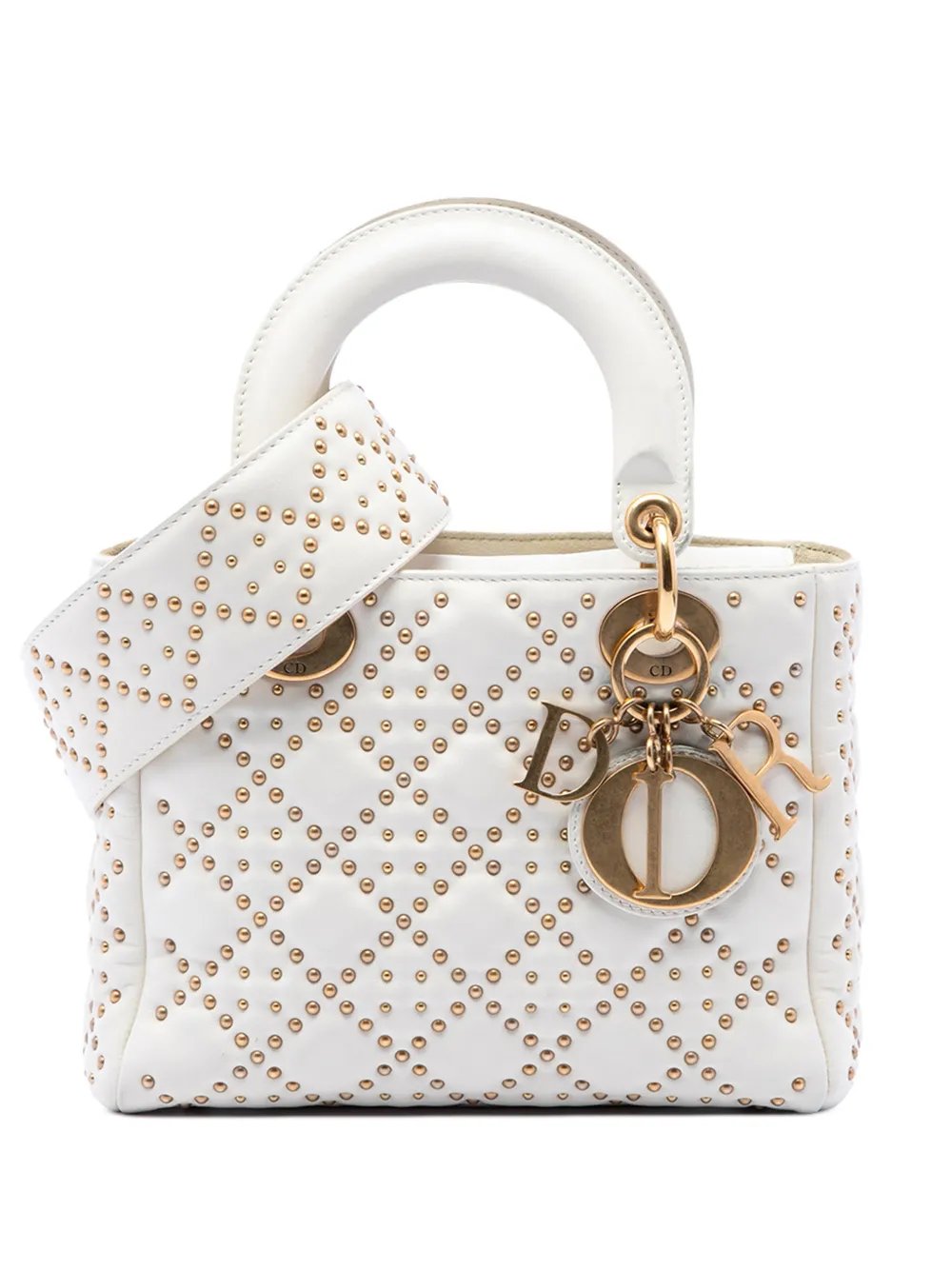 2017 Small Lambskin Cannage Studded Supple Lady Dior satchel