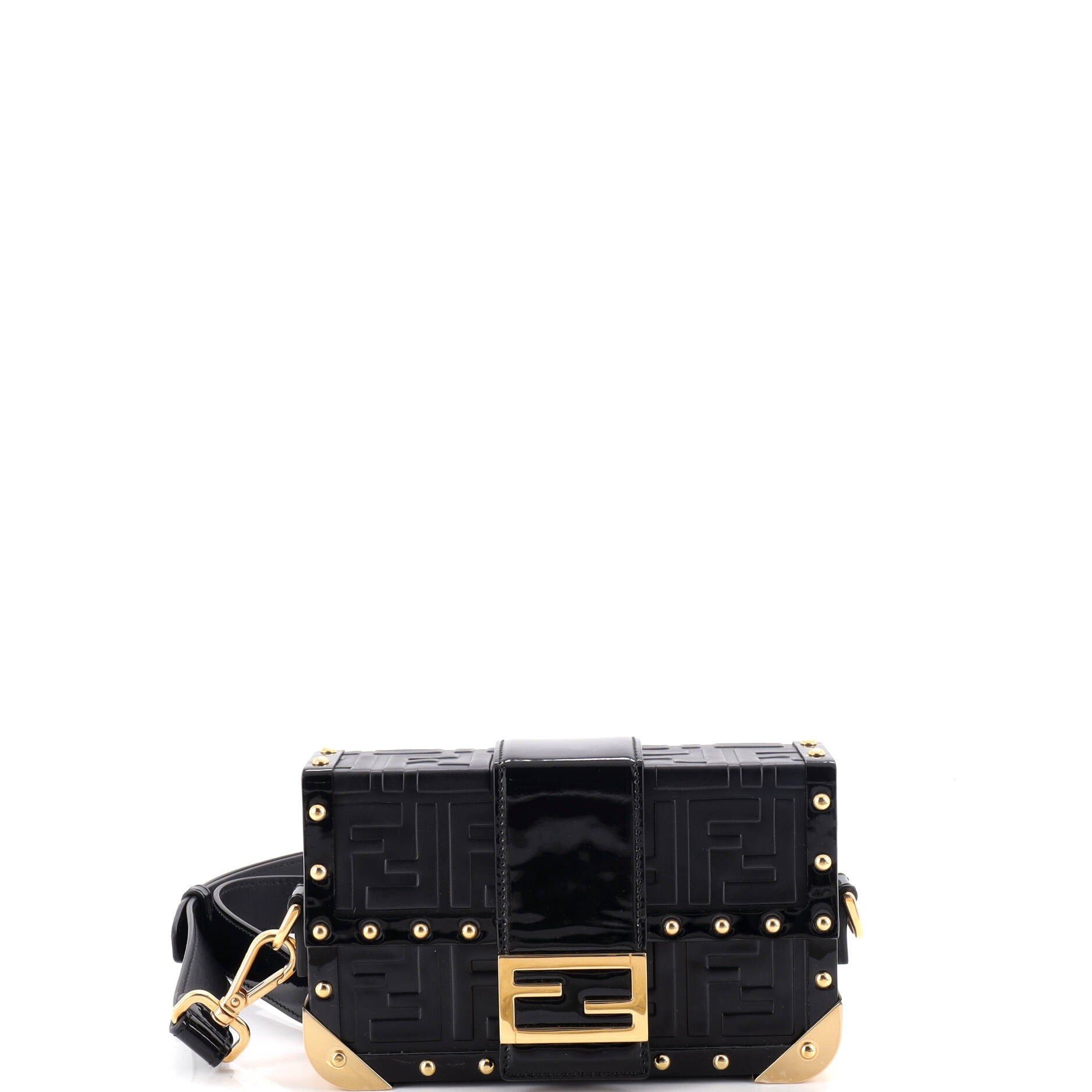Baguette Trunk Bag Zucca Embossed Leather Mini
