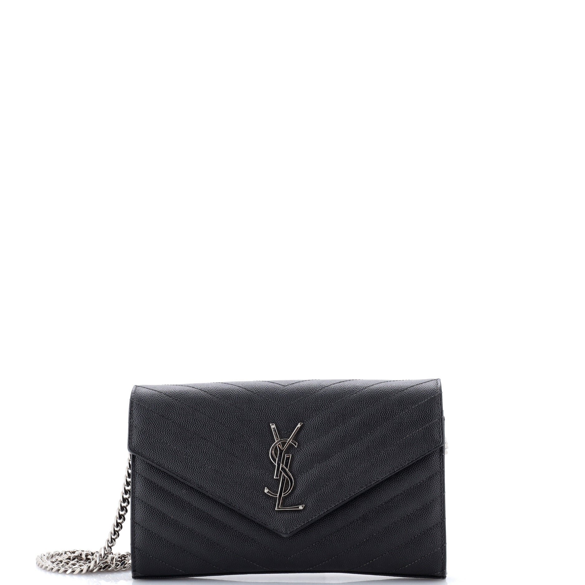 Classic Monogram Short Chain Wallet Matelasse Chevron Leather Long