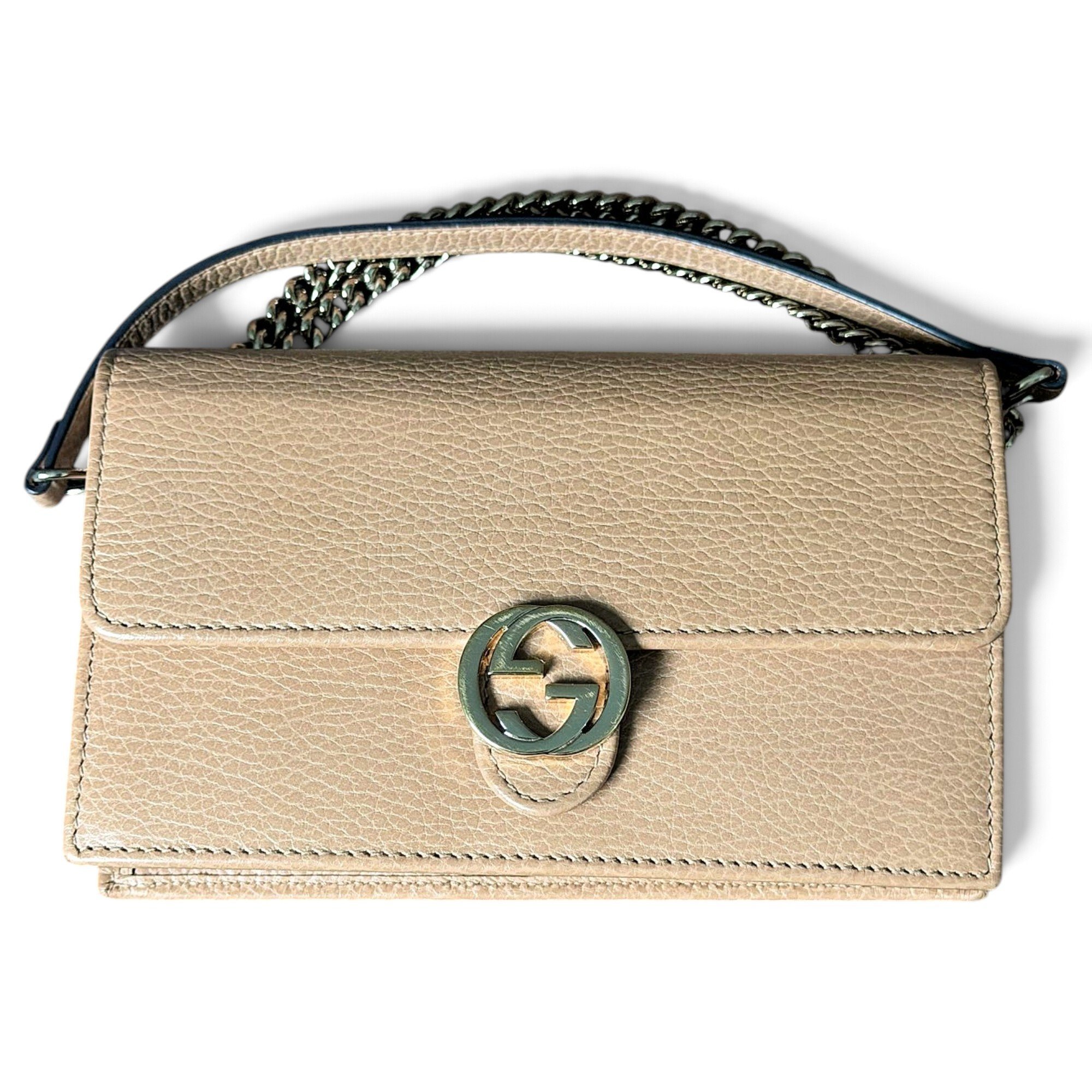 Interlocking leather crossbody bag