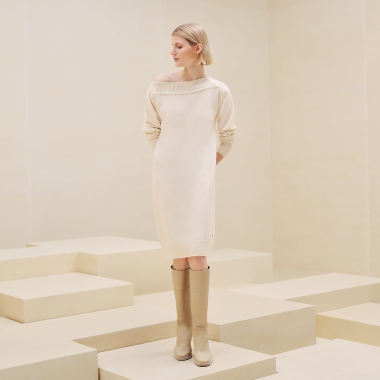 Asymmetric cashmere dress