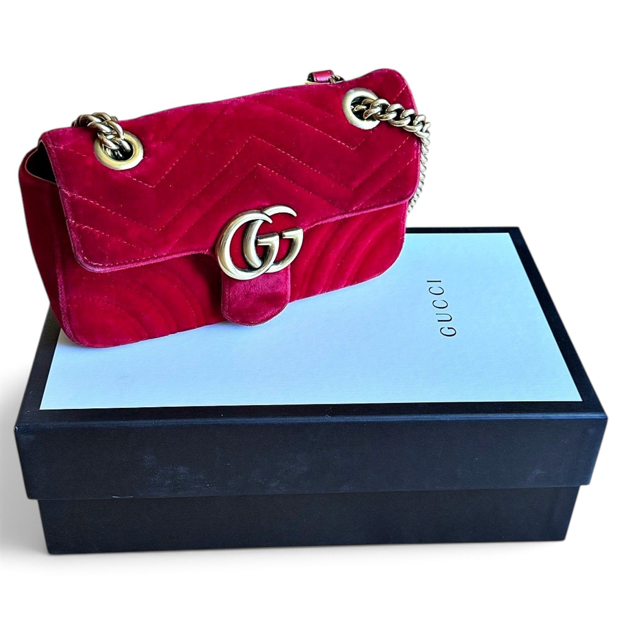 GG Marmont Chain Flap velvet handbag