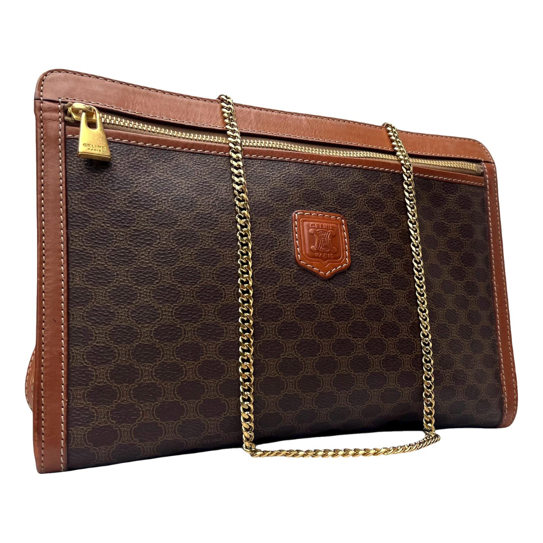 Triomphe chain cloth crossbody bag