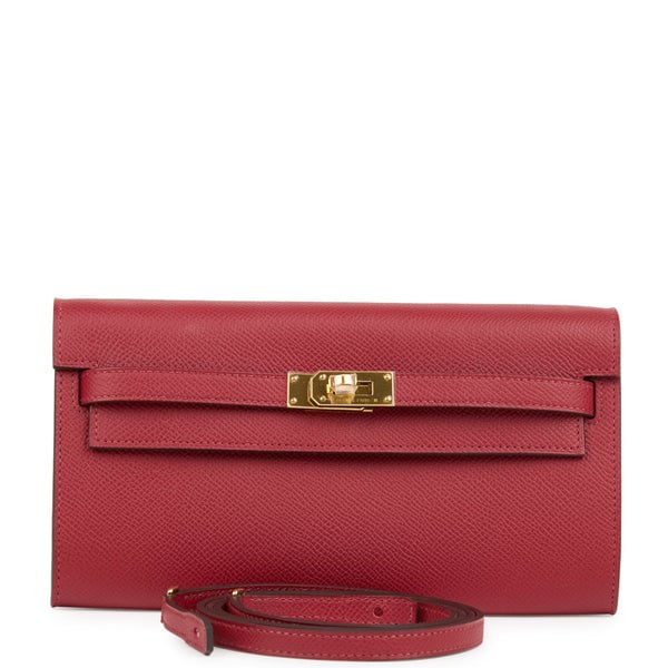 Hermes Hermes Kelly Wallet To Go Rouge Grenat Epsom Gold Hardware