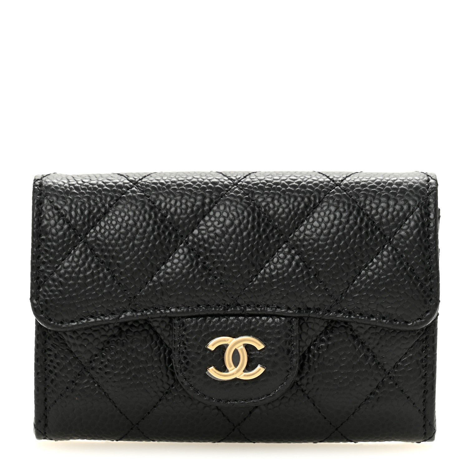 Chanel Caviar Quilted Flap Card Holder Wallet Black