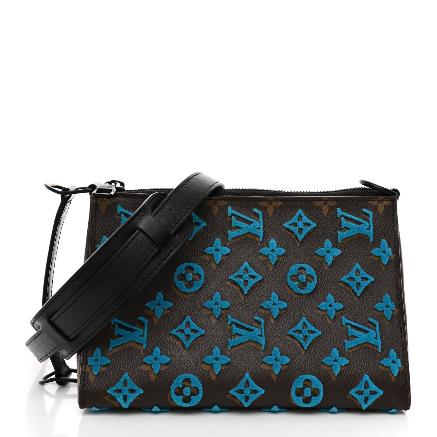 Louis Vuitton Monogram Tuffetage Triangle Messenger Turquoise