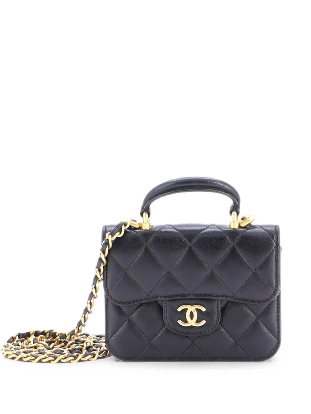 Top Handle Flap Coin Purse with Chain Quilted Lambskin crossbody bag