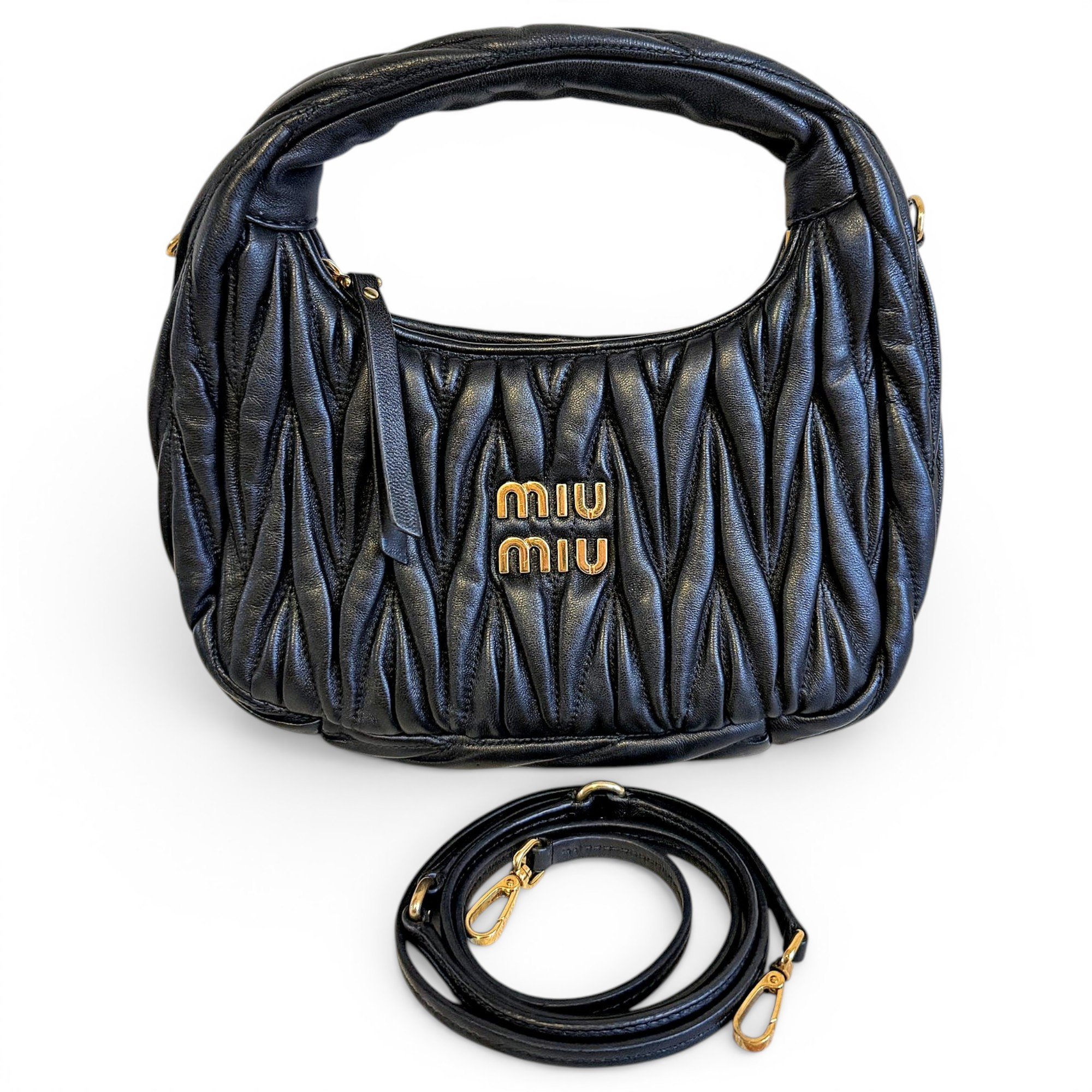 Miu Wander leather crossbody bag