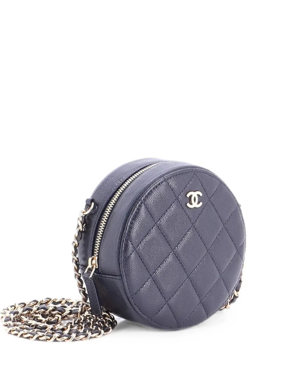 Round Clutch with Chain Quilted Caviar Mini crossbody bag