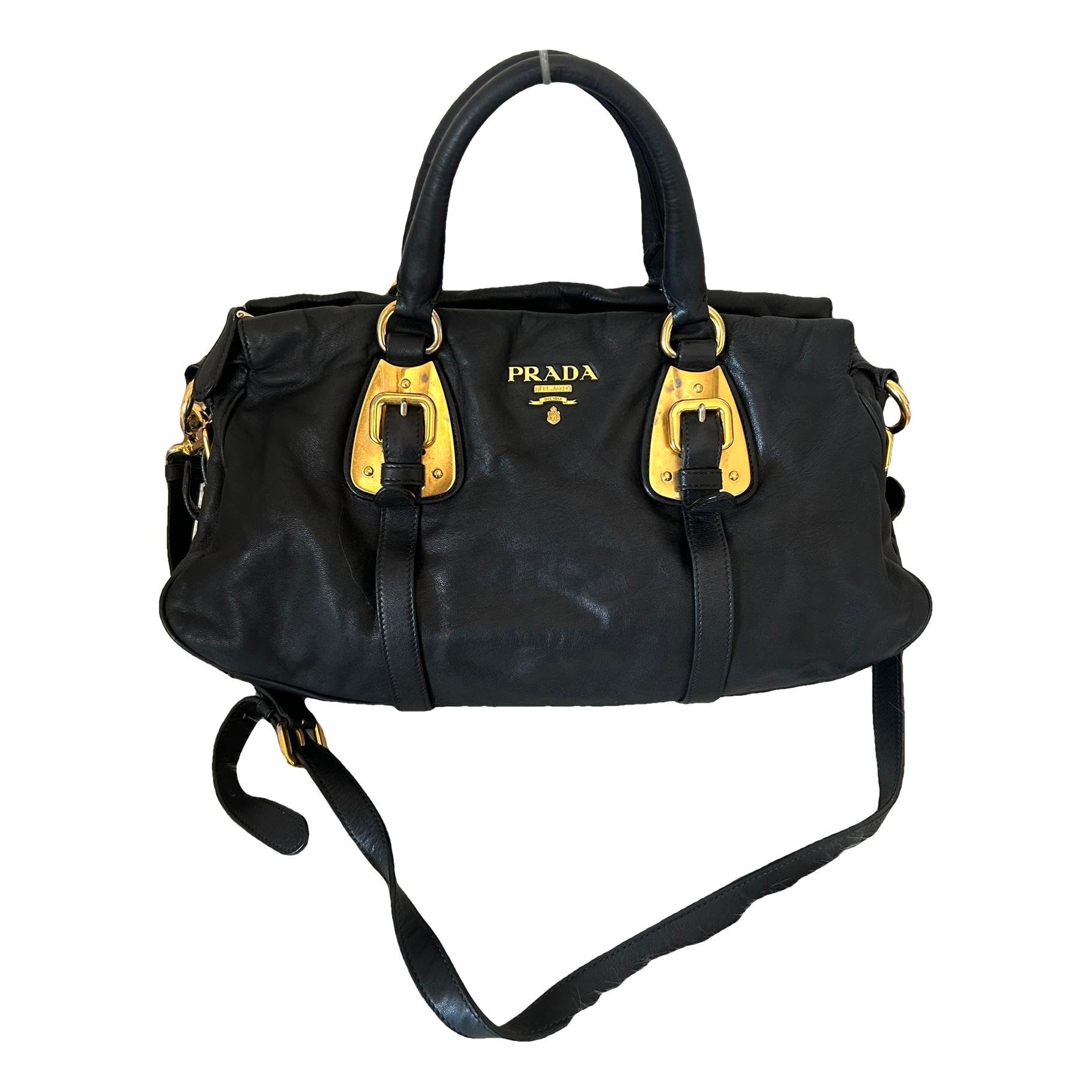 Double leather handbag