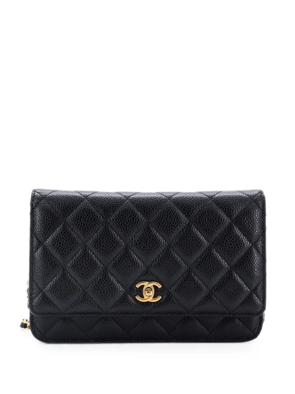 Turnlock CC Wallet on Chain Quilted Caviar crossbody bag