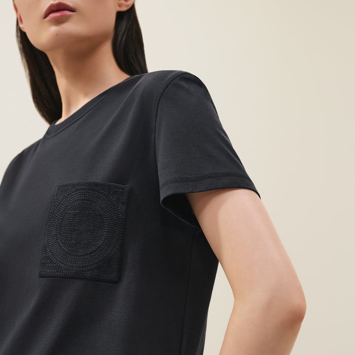 Bleu Noir Embroidered Pocket Dress