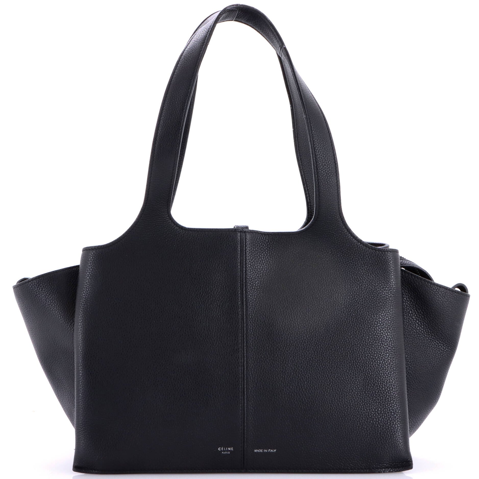 Tri-Fold Shoulder Bag Grained Calfskin Small