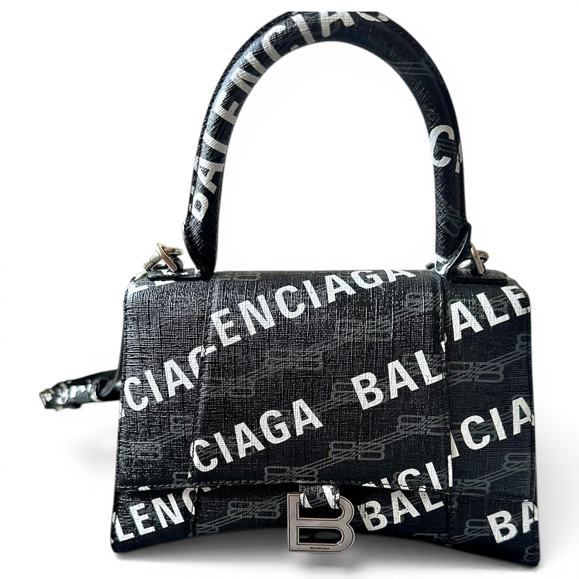 Hourglass leather handbag