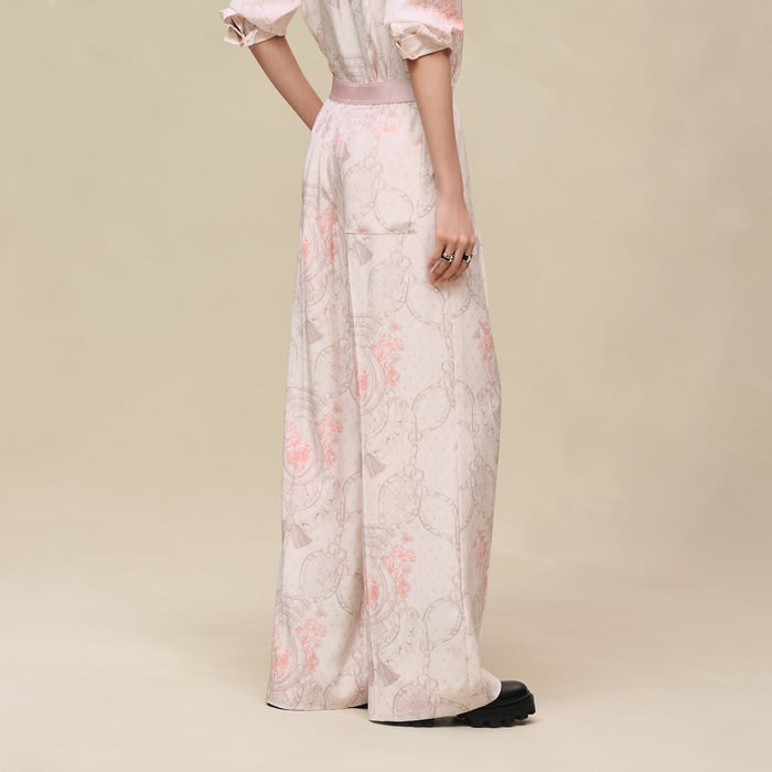 Rose Opaline Pantalon Pyjama Imprimé « aux Champs Remix »