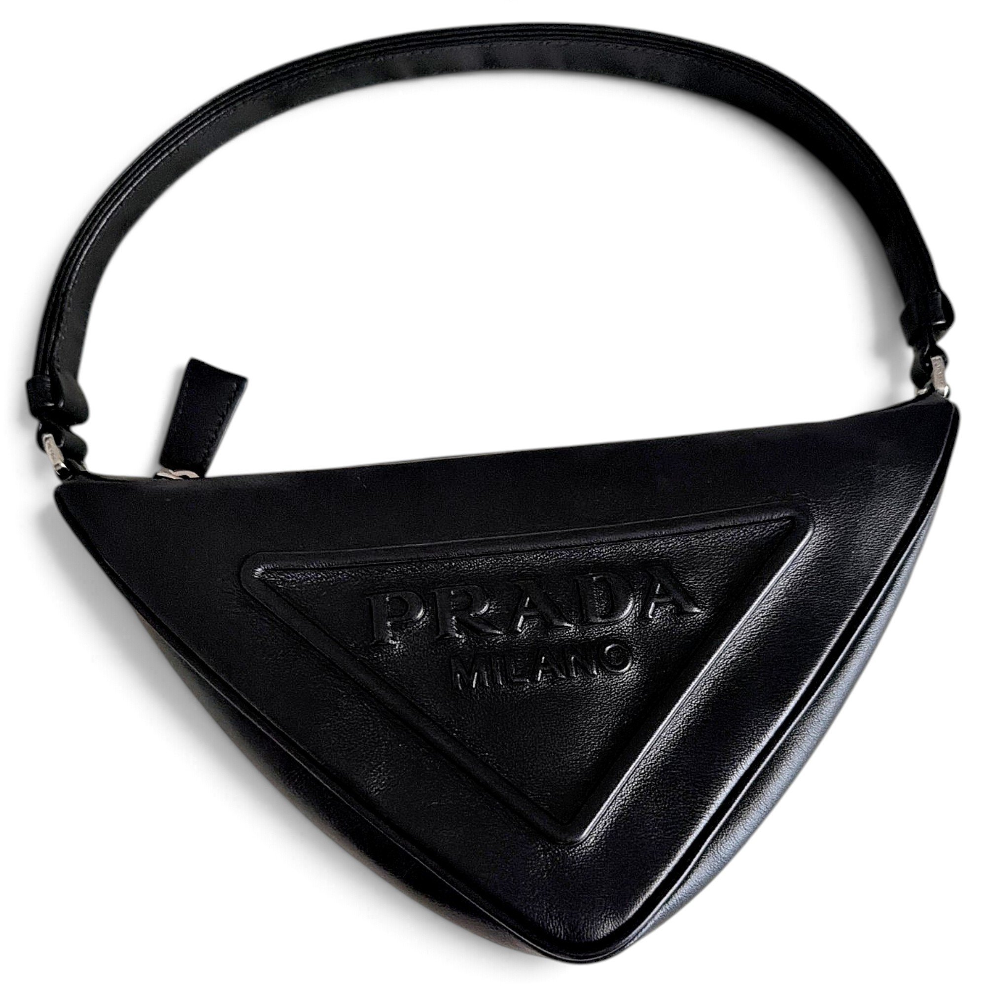 Triangle leather handbag