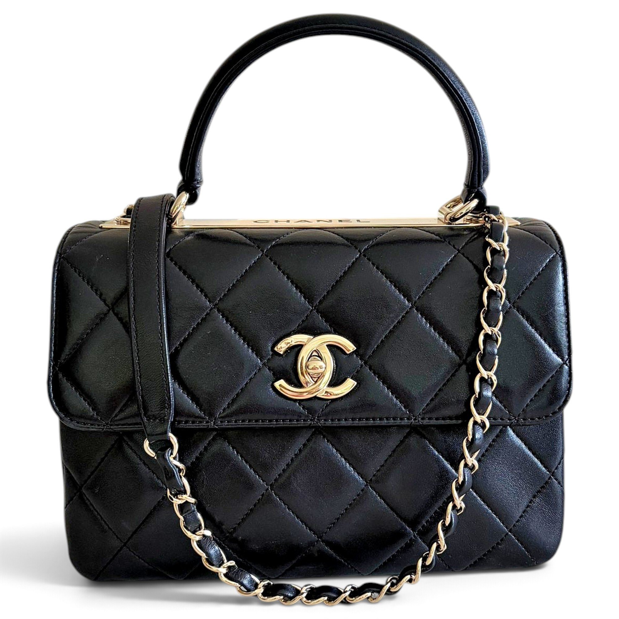 Trendy CC Top Handle leather handbag