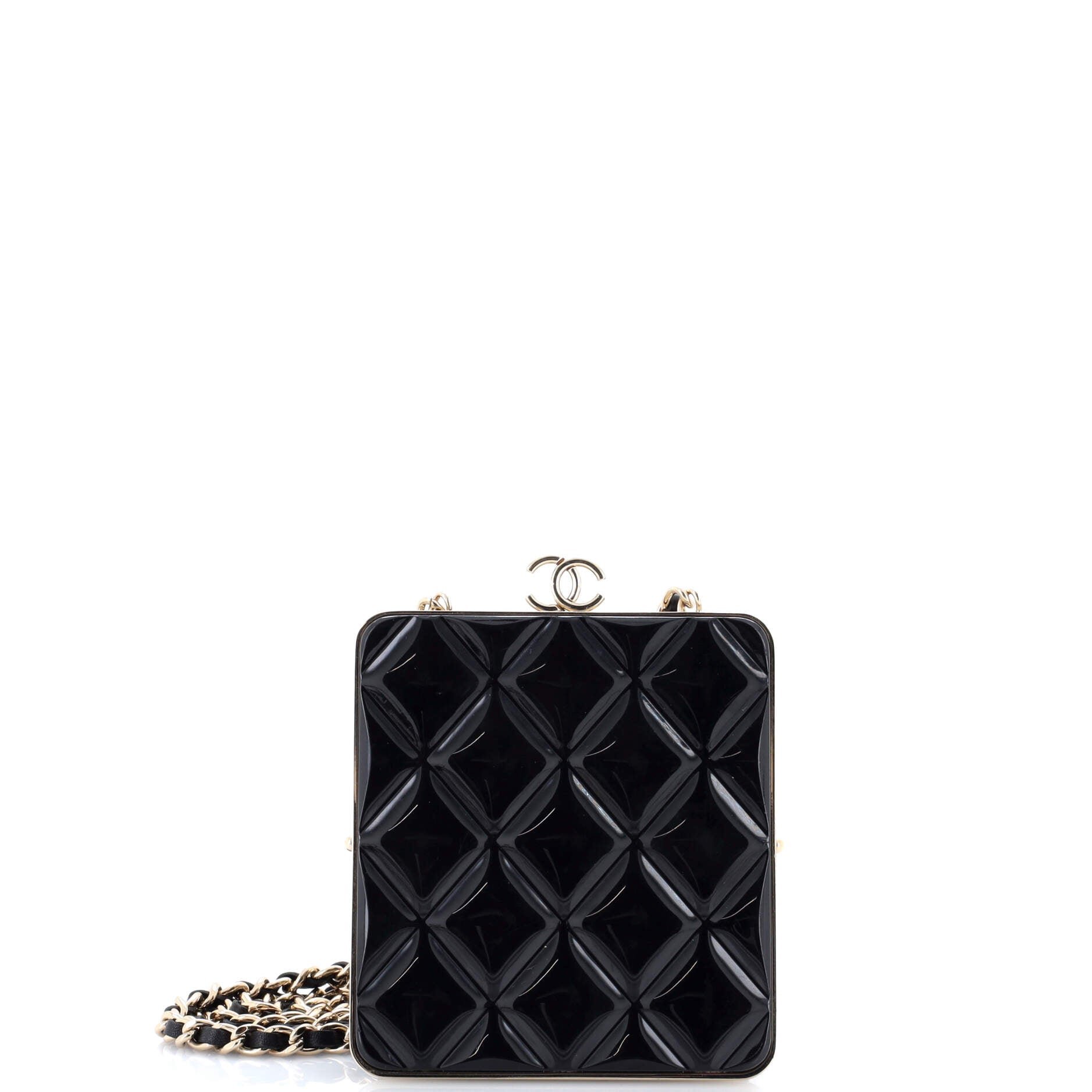 Chanel CC Frame Clutch with Chain Quilted Lambskin and Plexiglass