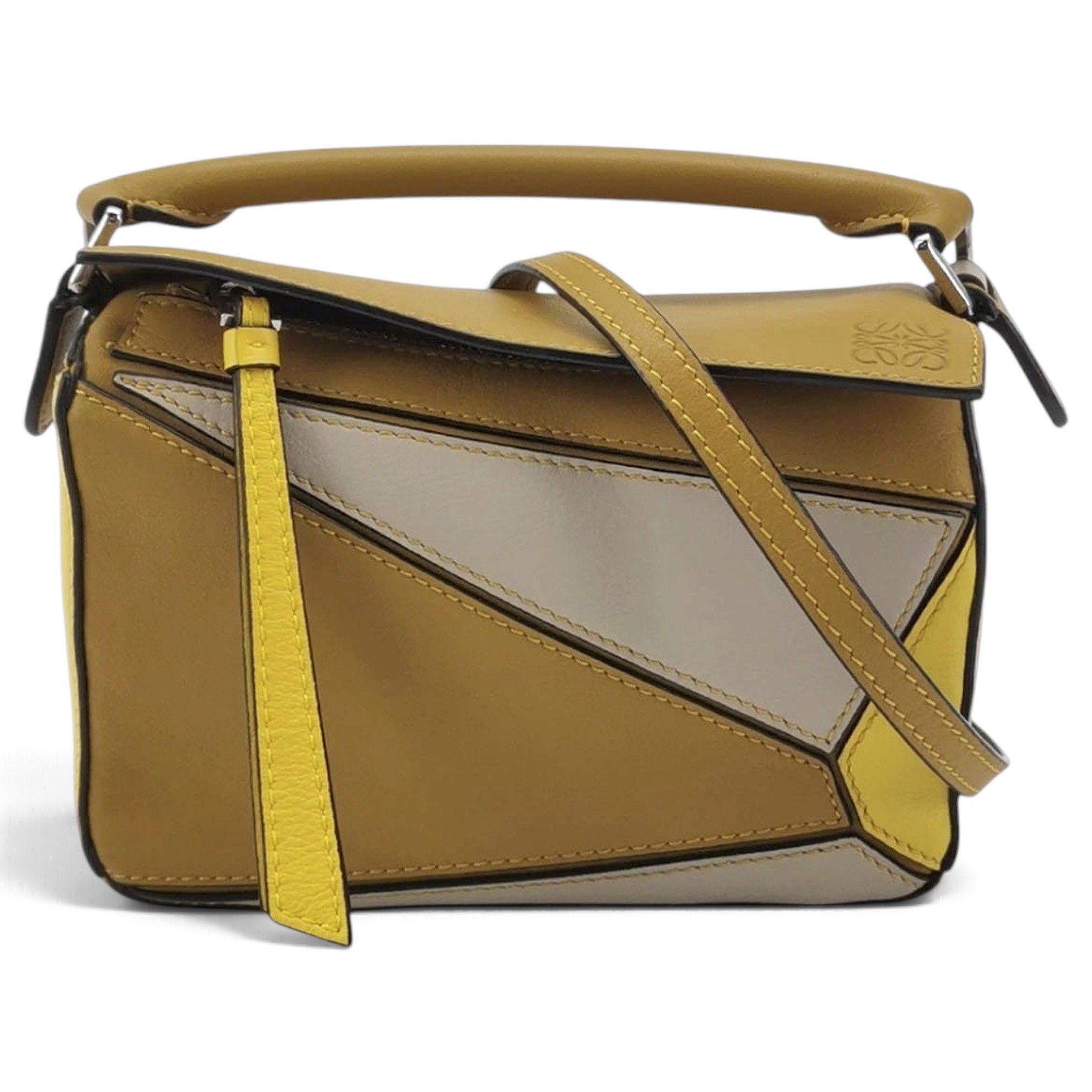 Puzzle leather handbag