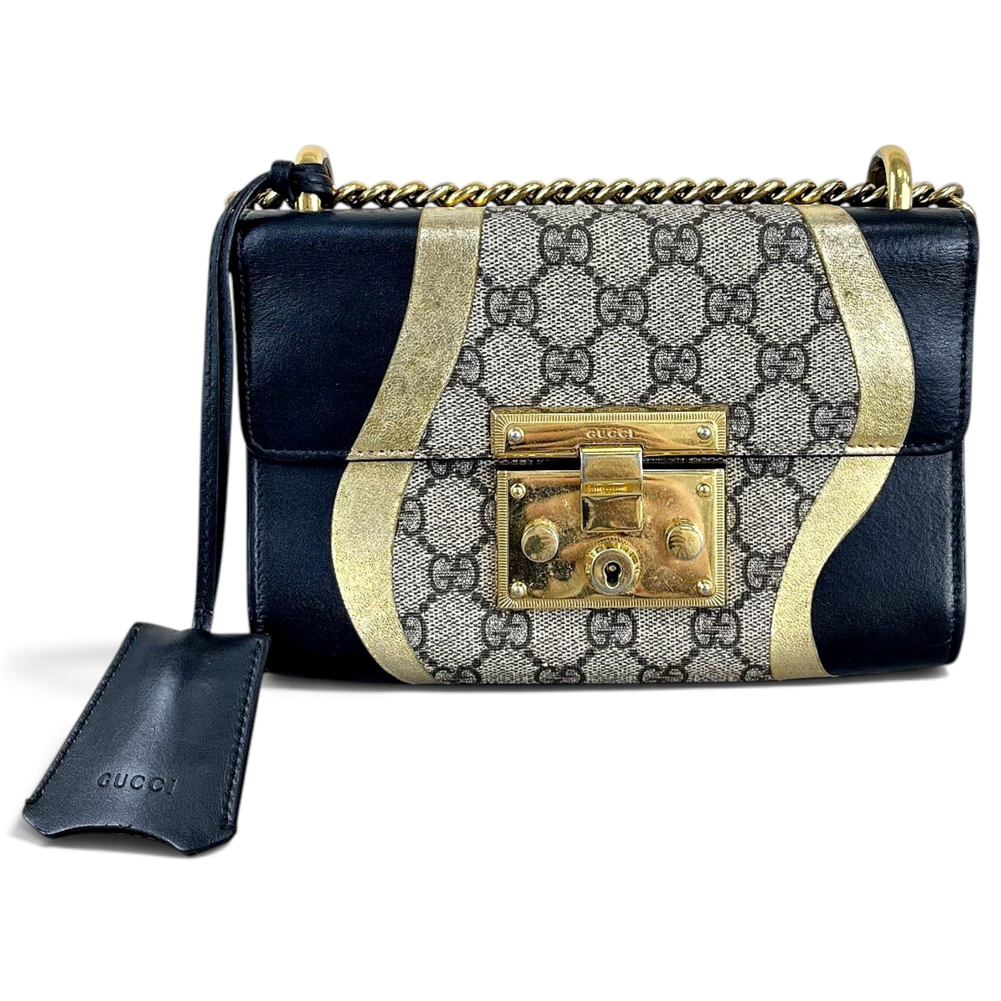 Padlock leather handbag