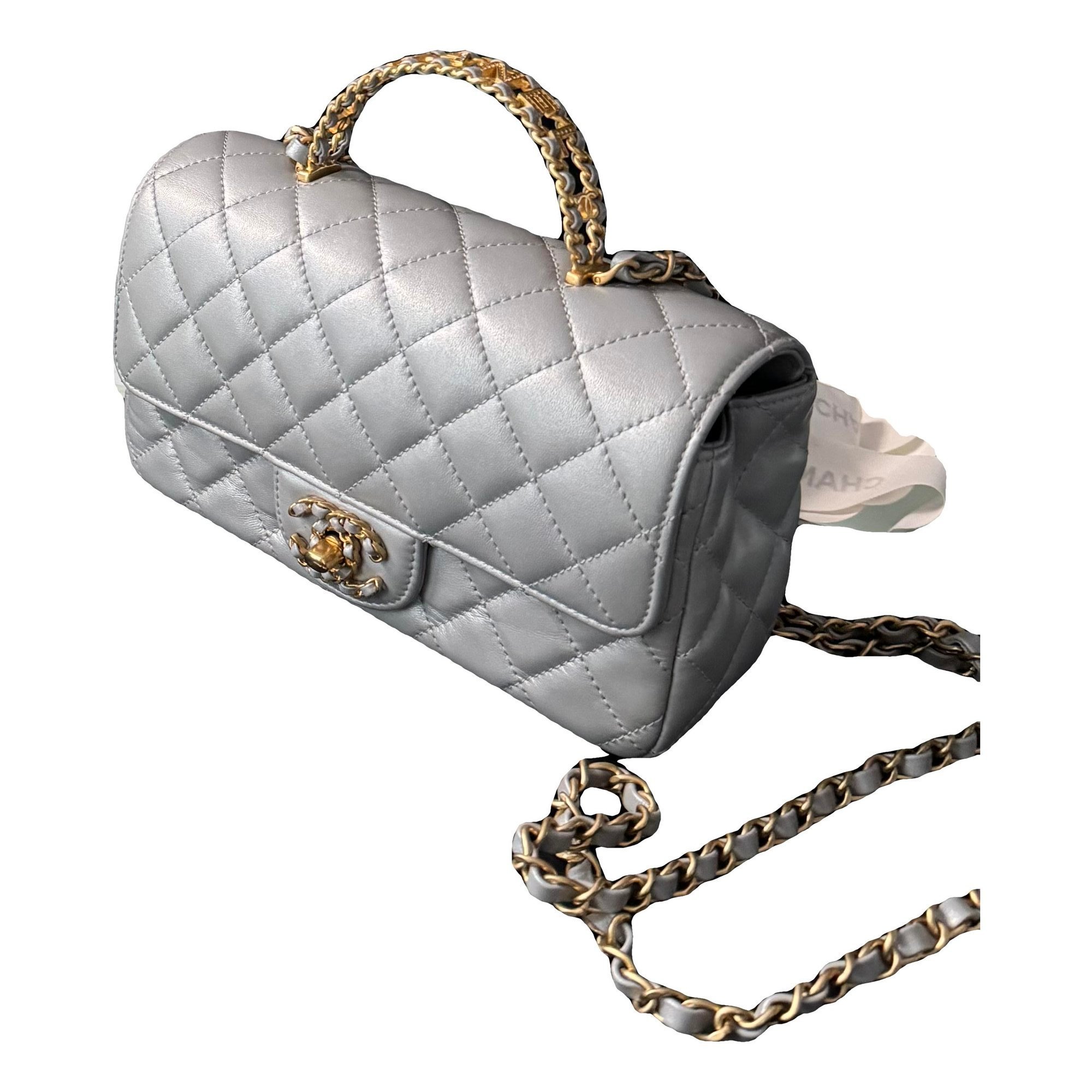 Trendy CC Top Handle leather handbag