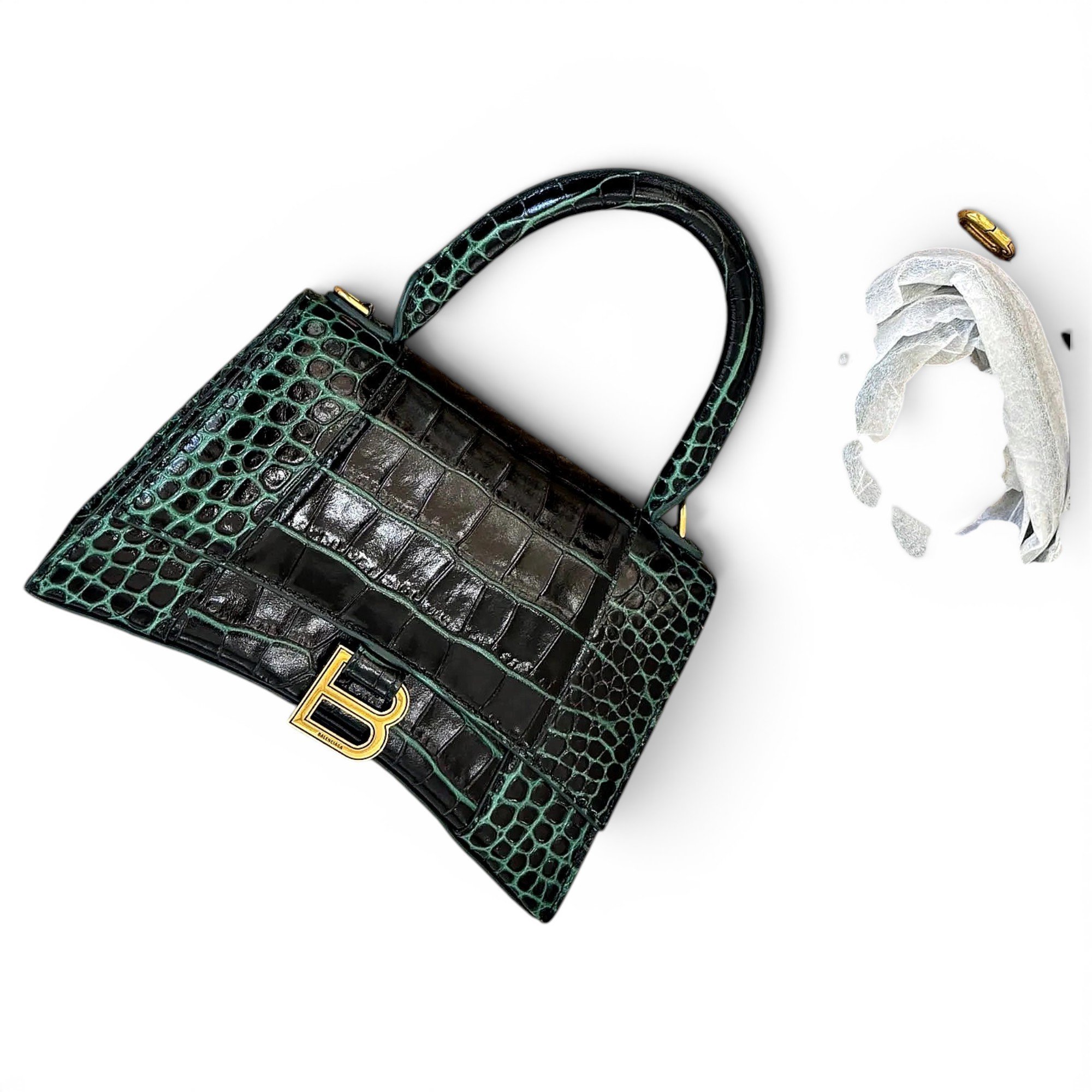 Hourglass leather handbag