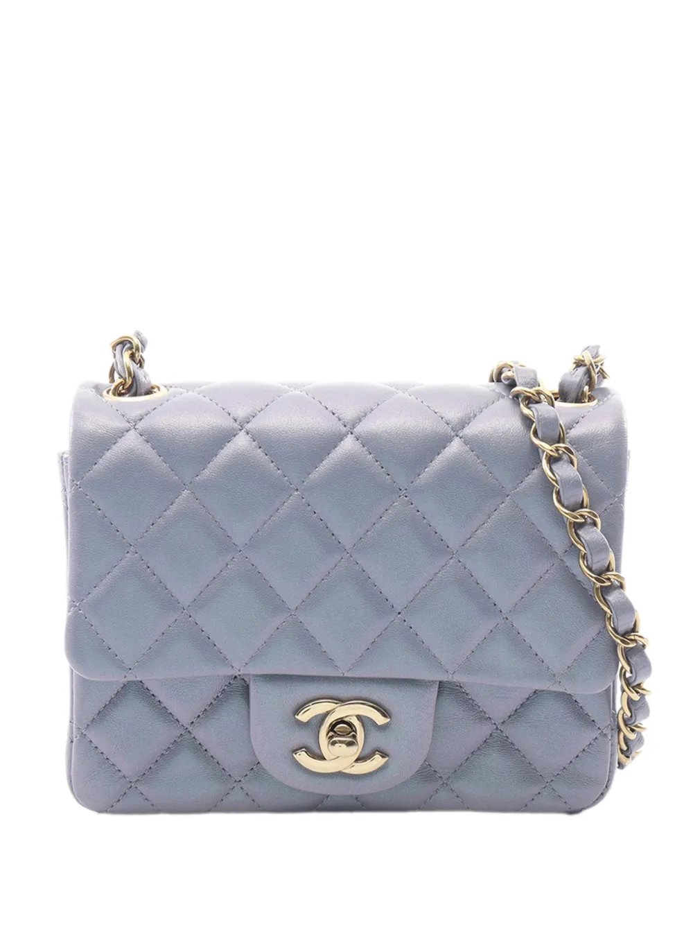 2021-2026 Mini Square Classic Iridescent Lambskin Single Flap crossbody bag