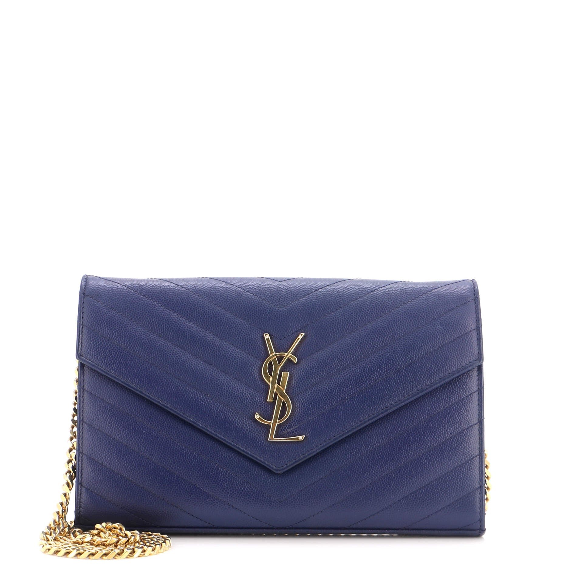 Classic Monogram Wallet on Chain Matelasse Chevron Leather Medium