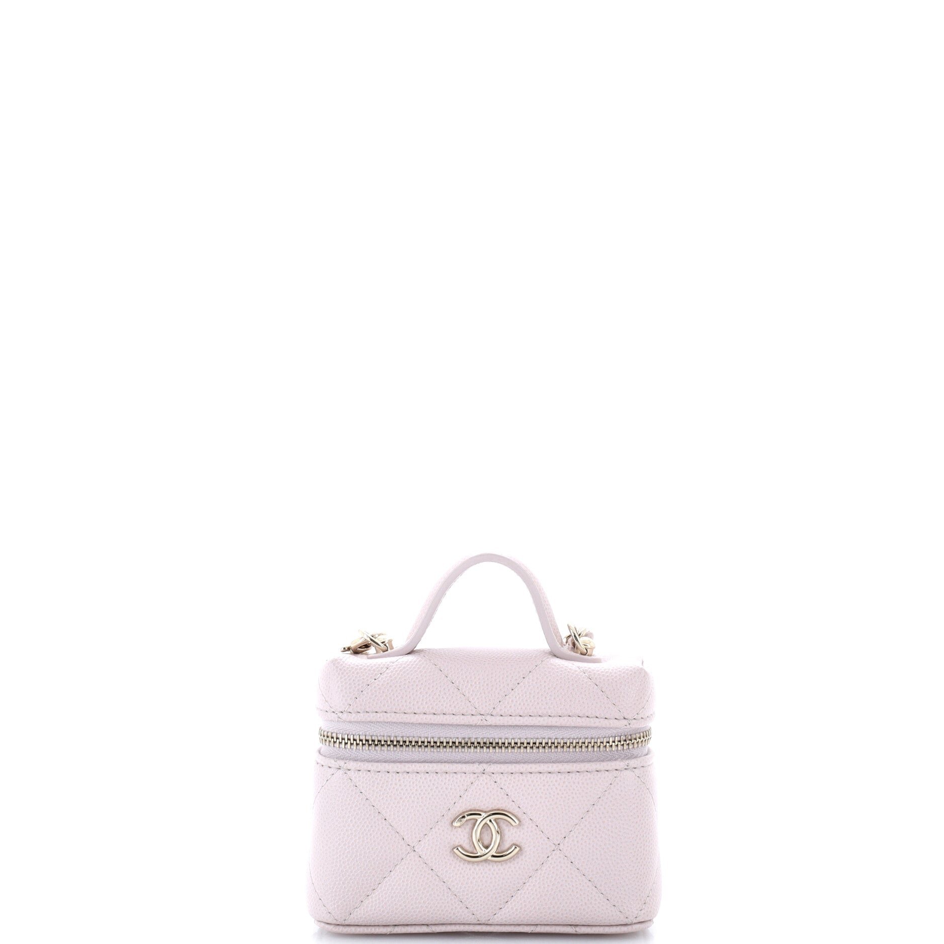 Top Handle Vanity Case Bag Charm Quilted Caviar Micro