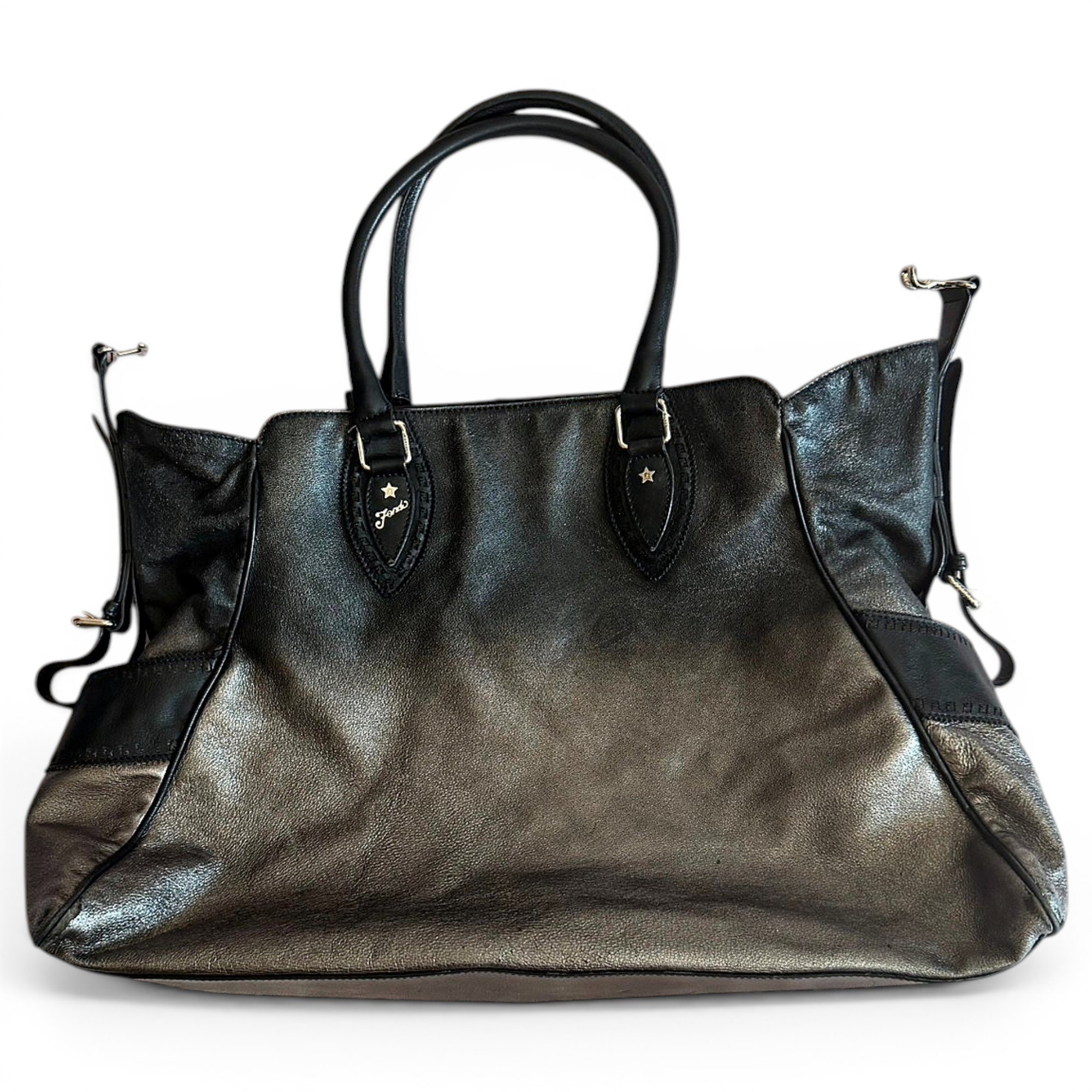 Peekaboo leather tote