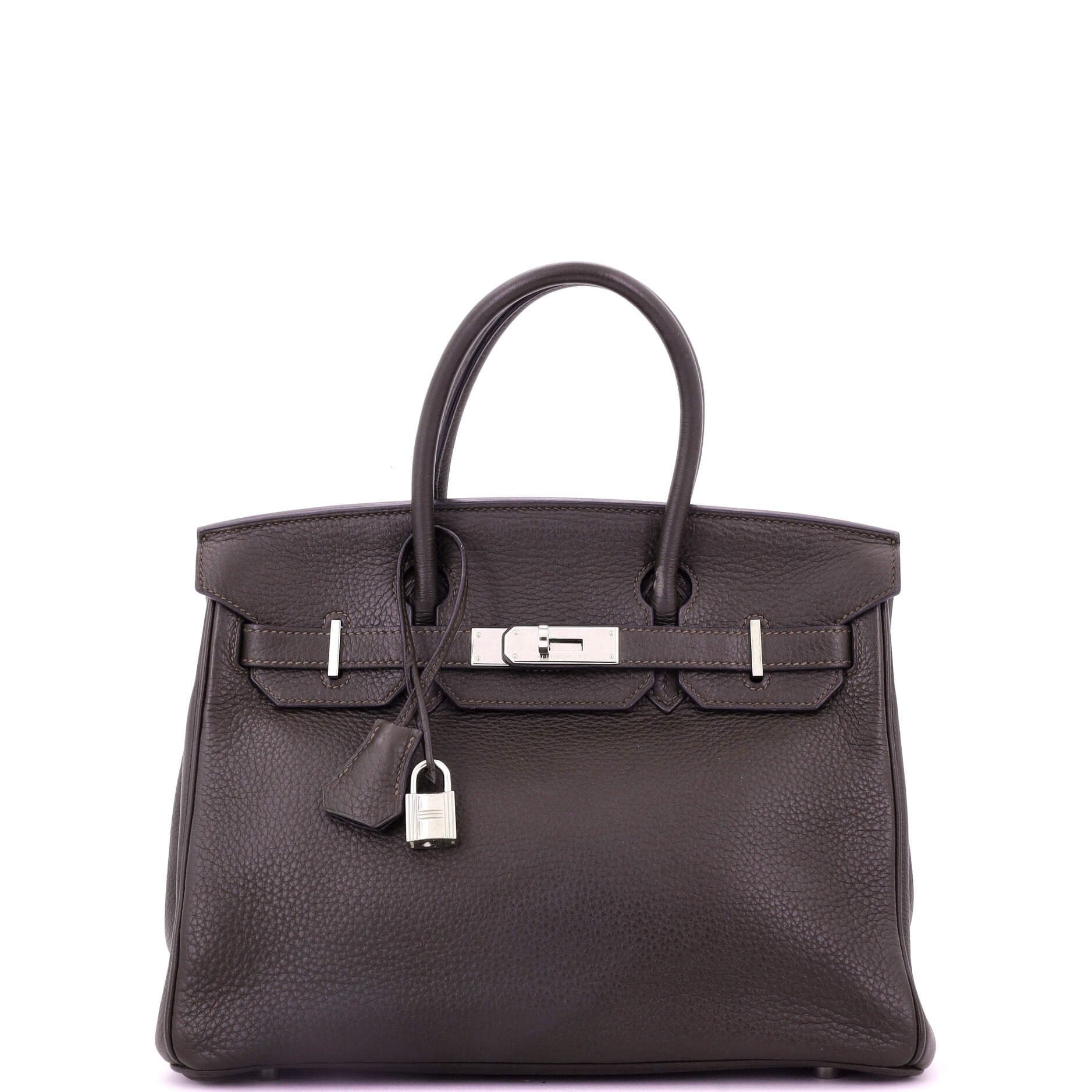 Hermes Birkin Handbag Ebene Clemence with Palladium Hardware 30
