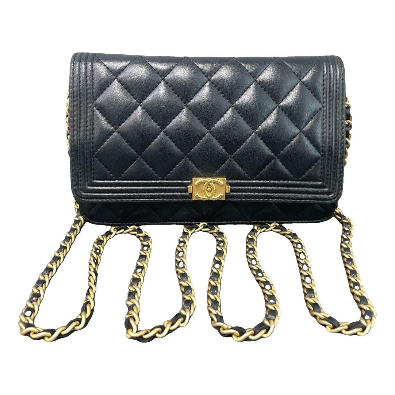 Wallet On Chain Boy Half Flap leather handbag