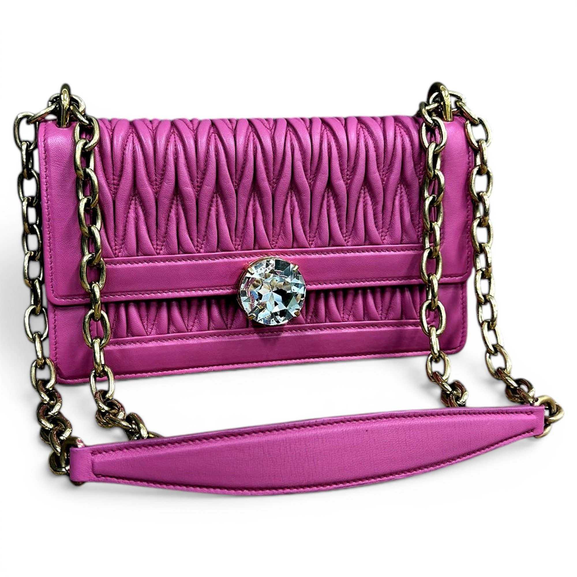 Miu Crystal leather handbag