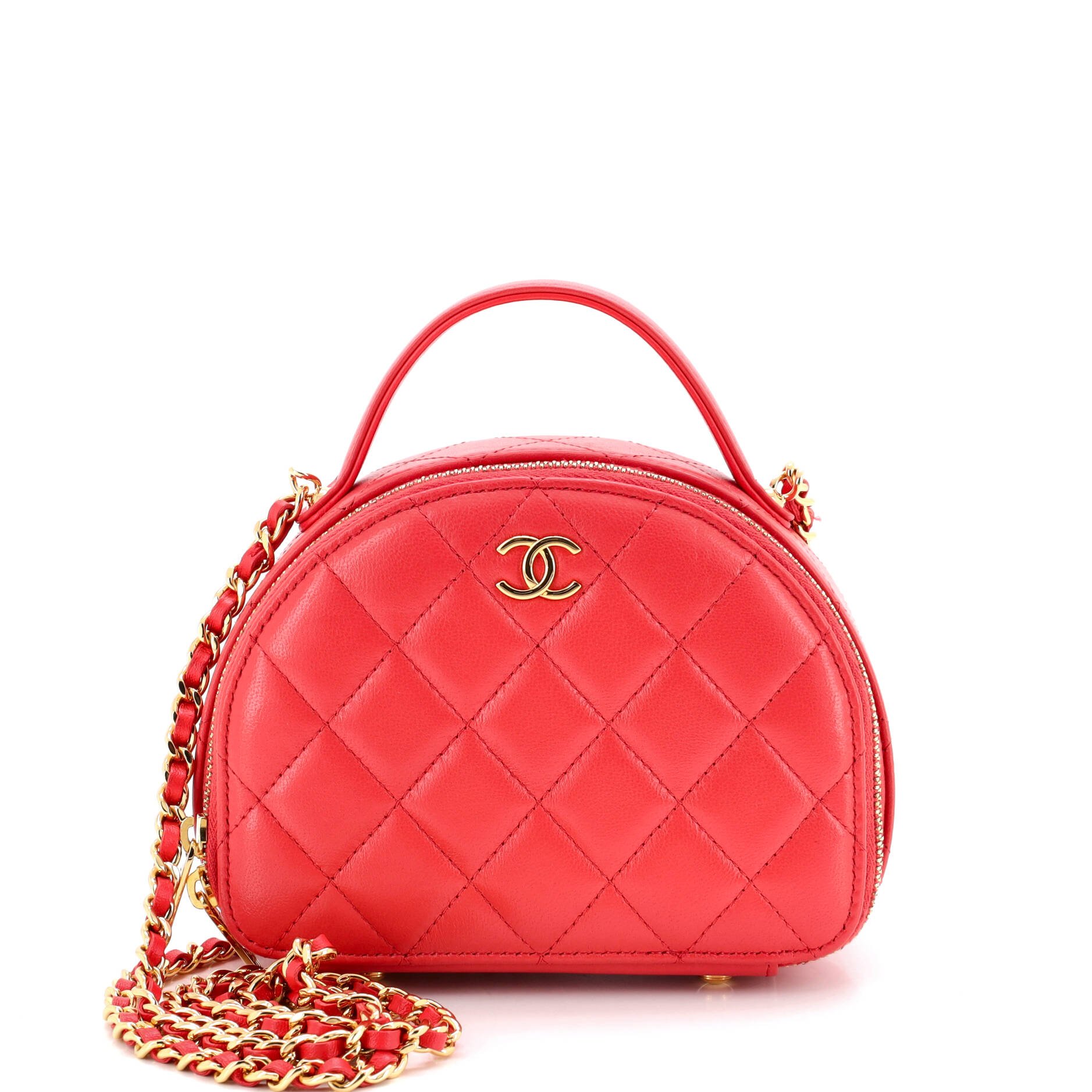 Chic Riviera Vanity Case with Chain Quilted Lambskin