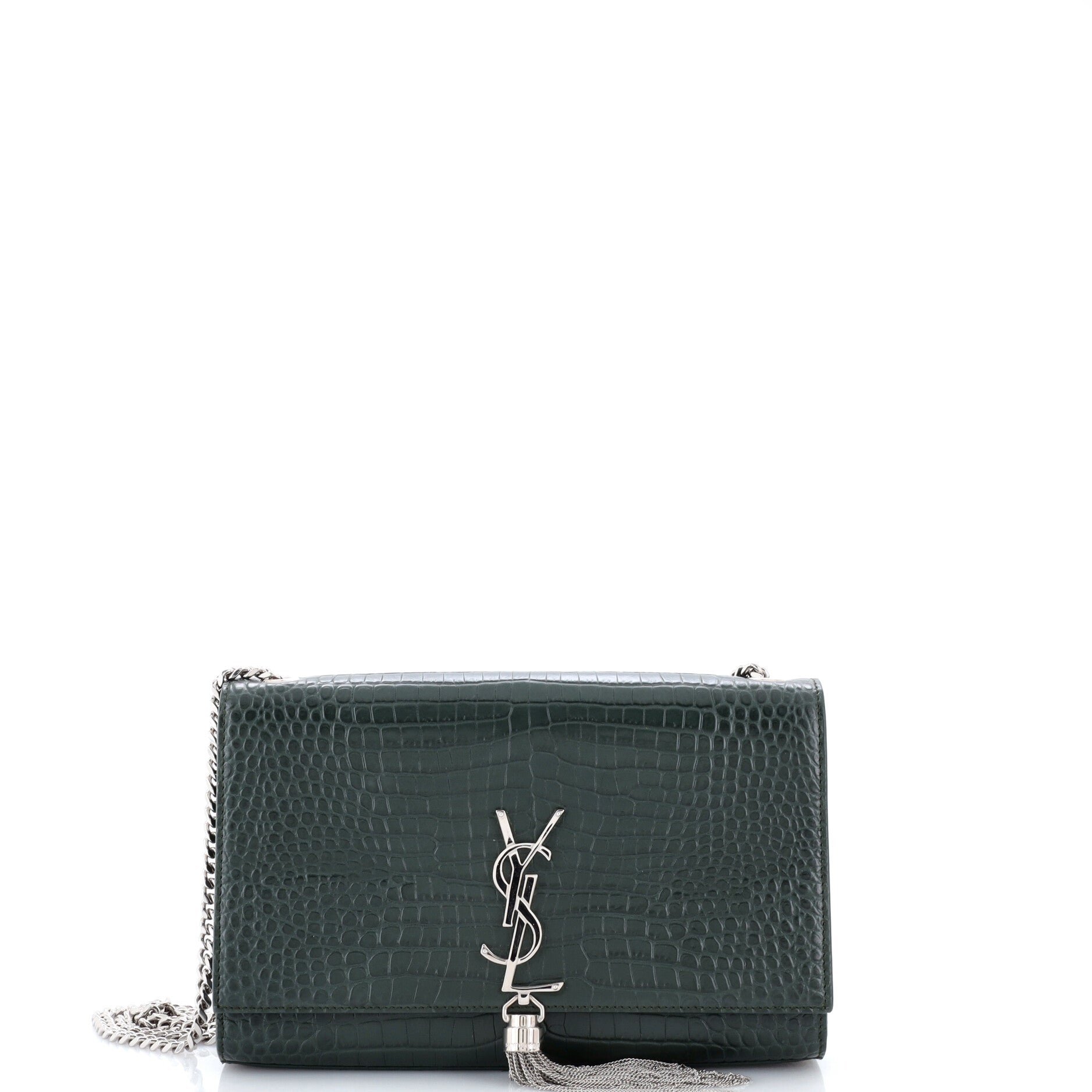 Classic Monogram Tassel Crossbody Bag Crocodile Embossed Leather Medium