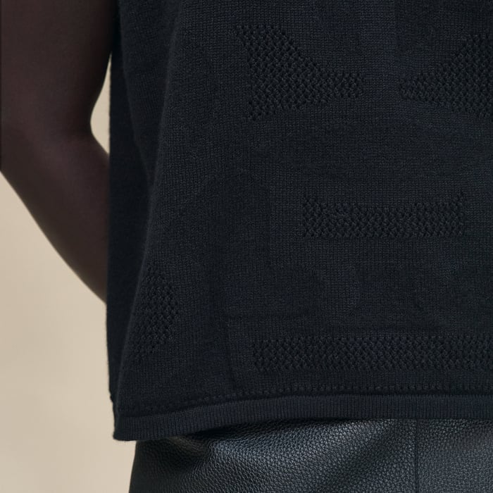 Noir Cashmere "l'Enseigne Du Sellier" Sleeveless Sweater