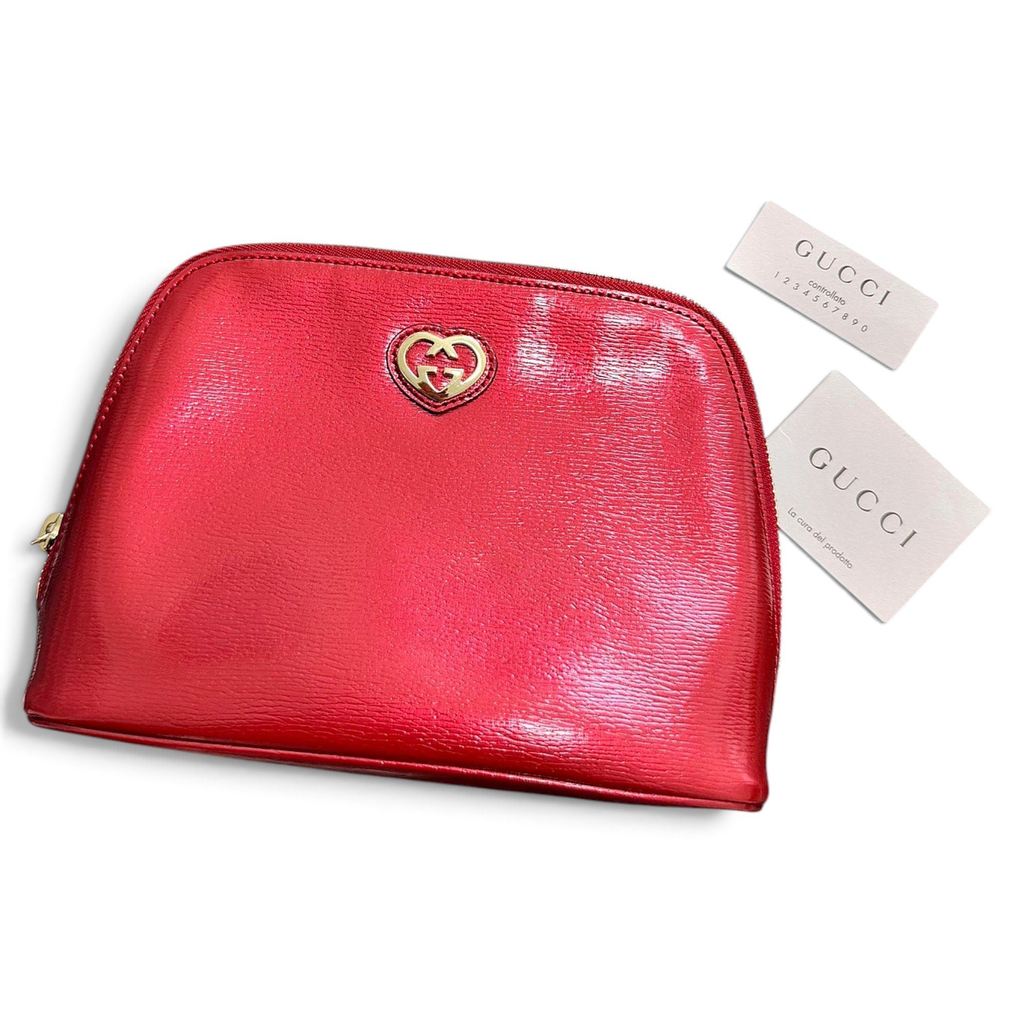 Interlocking leather clutch bag