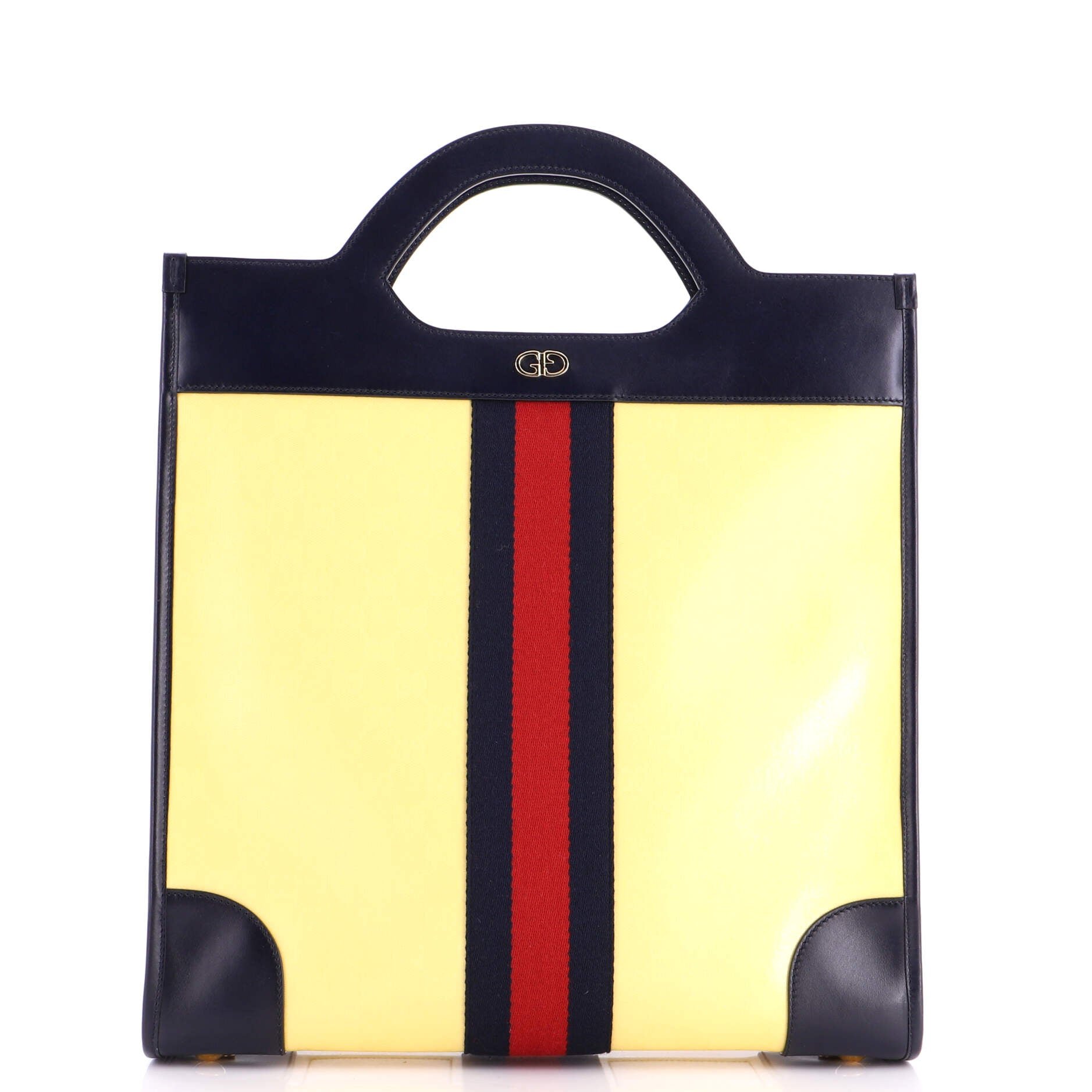 Gucci Cut Out Handle Tote GG Coated Canvas and Leather Large