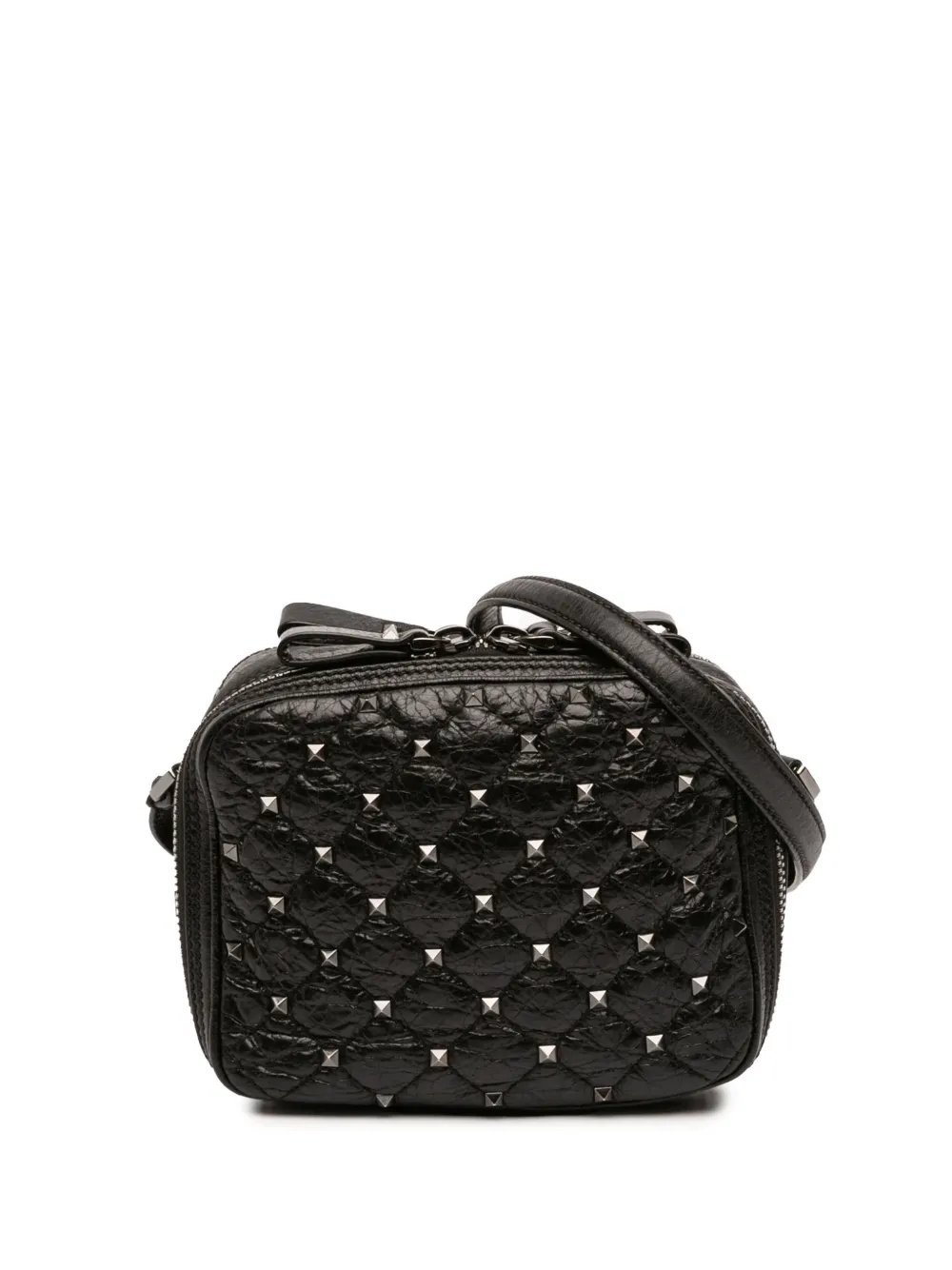 2000-2017 Quilted Crinkled Leather Rockstud Double Zip Camera Bag crossbody bag