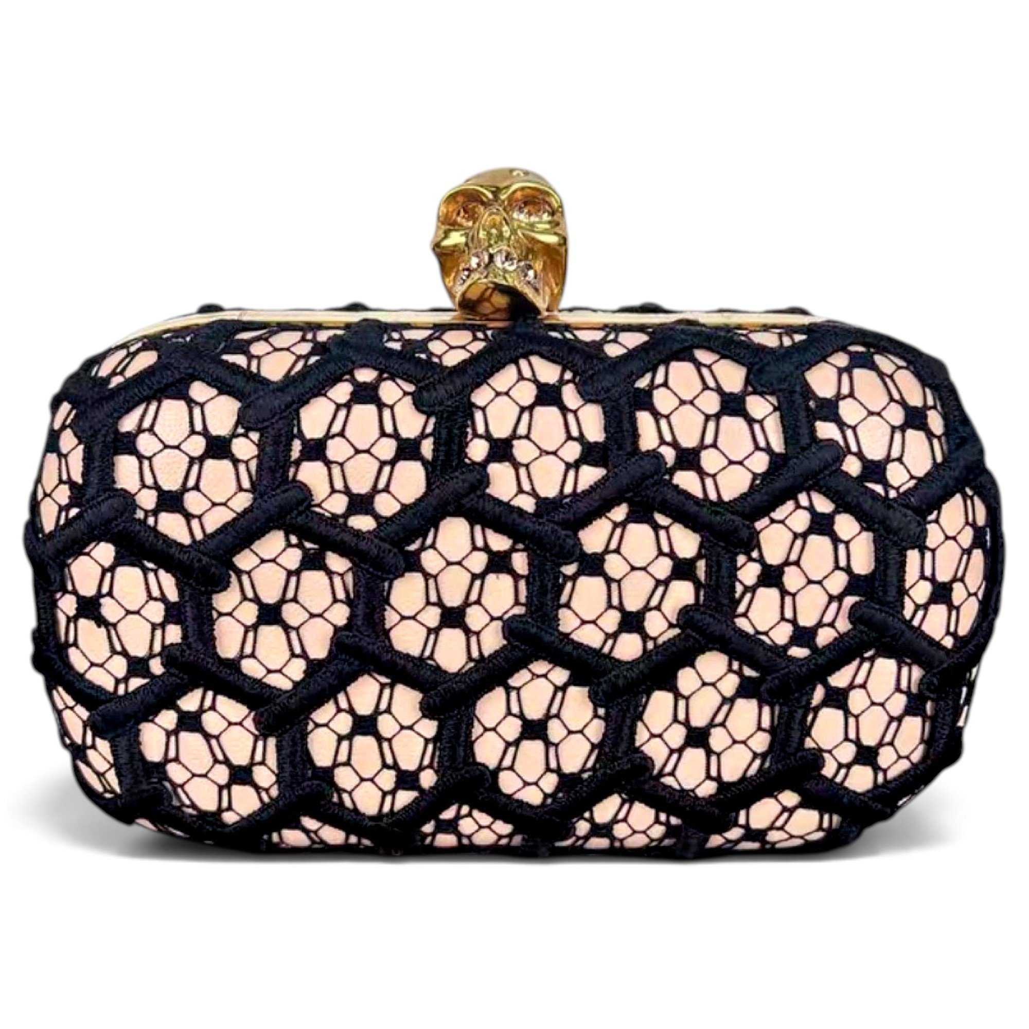 Skull leather clutch bag