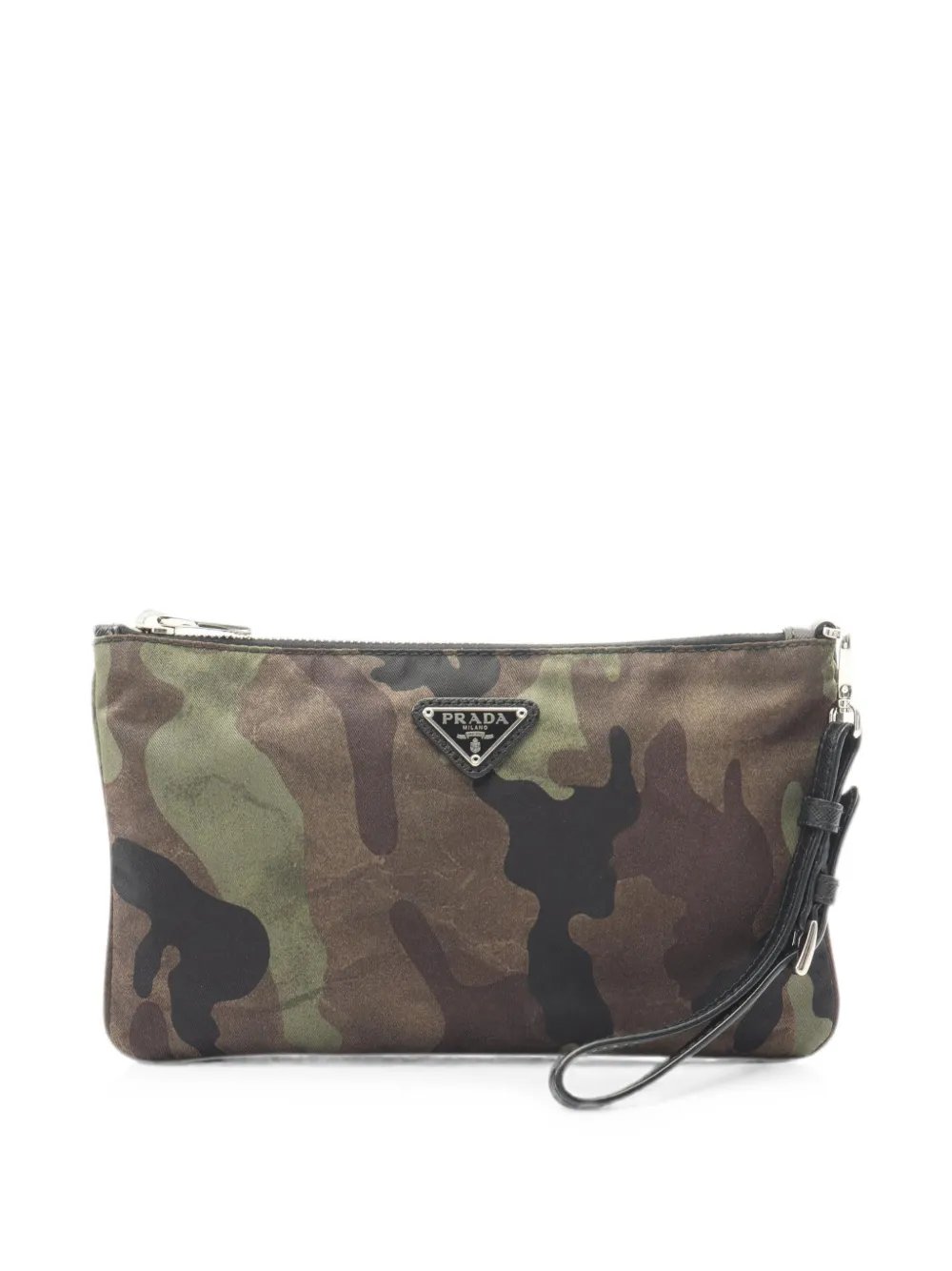 Prada 2010s camouflage triangle-logo clutch