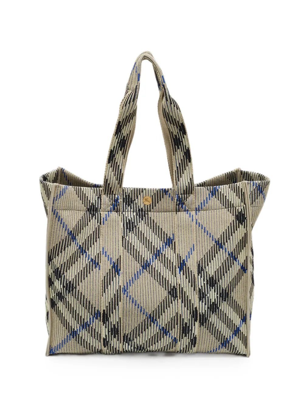 Check knitted tote bag