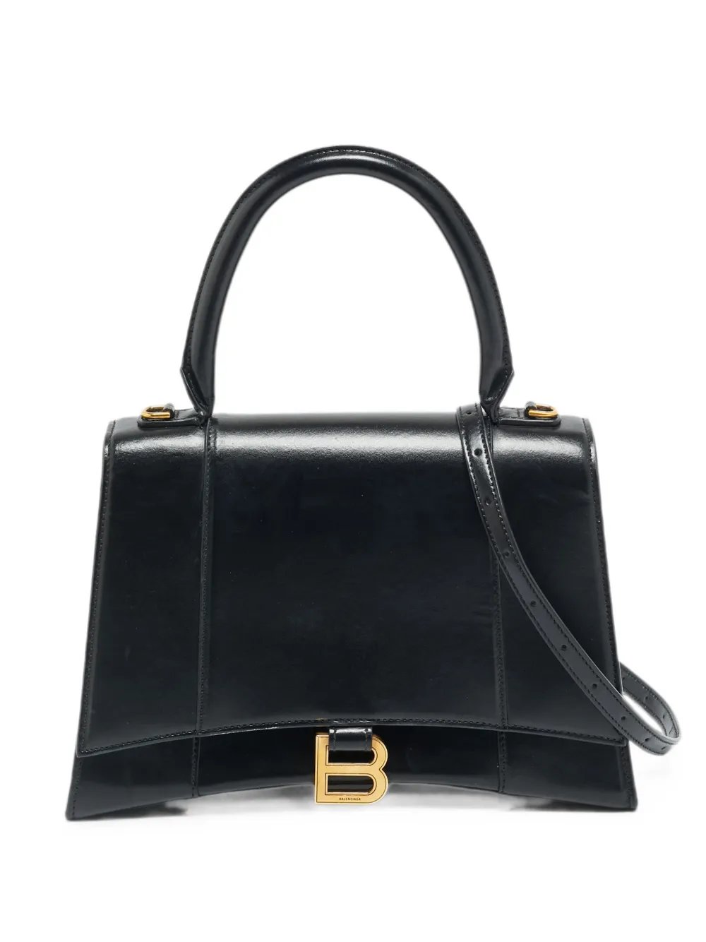 Hourglass leather shoulder bag