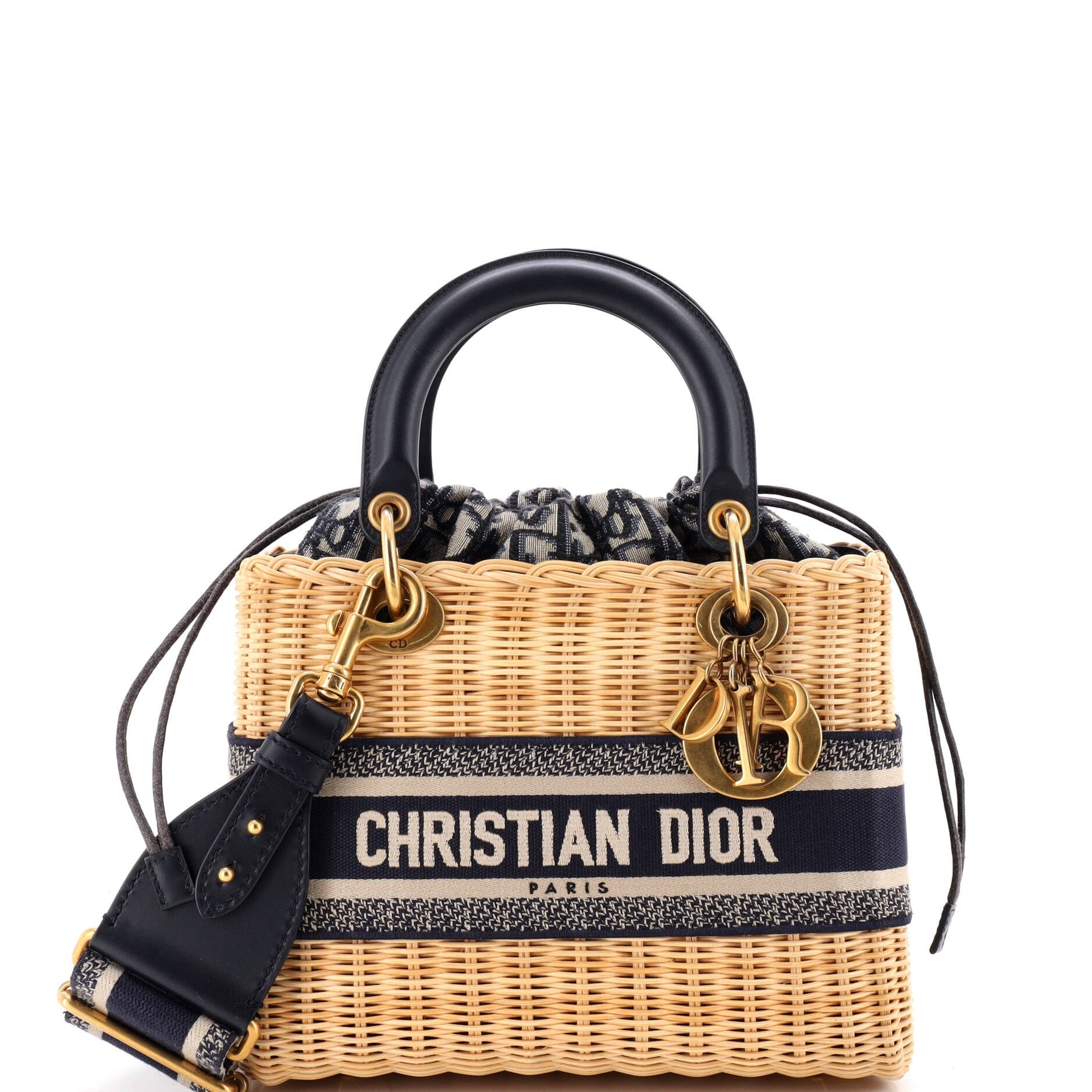 Lady Dior Bag Wicker and Oblique Canvas Medium