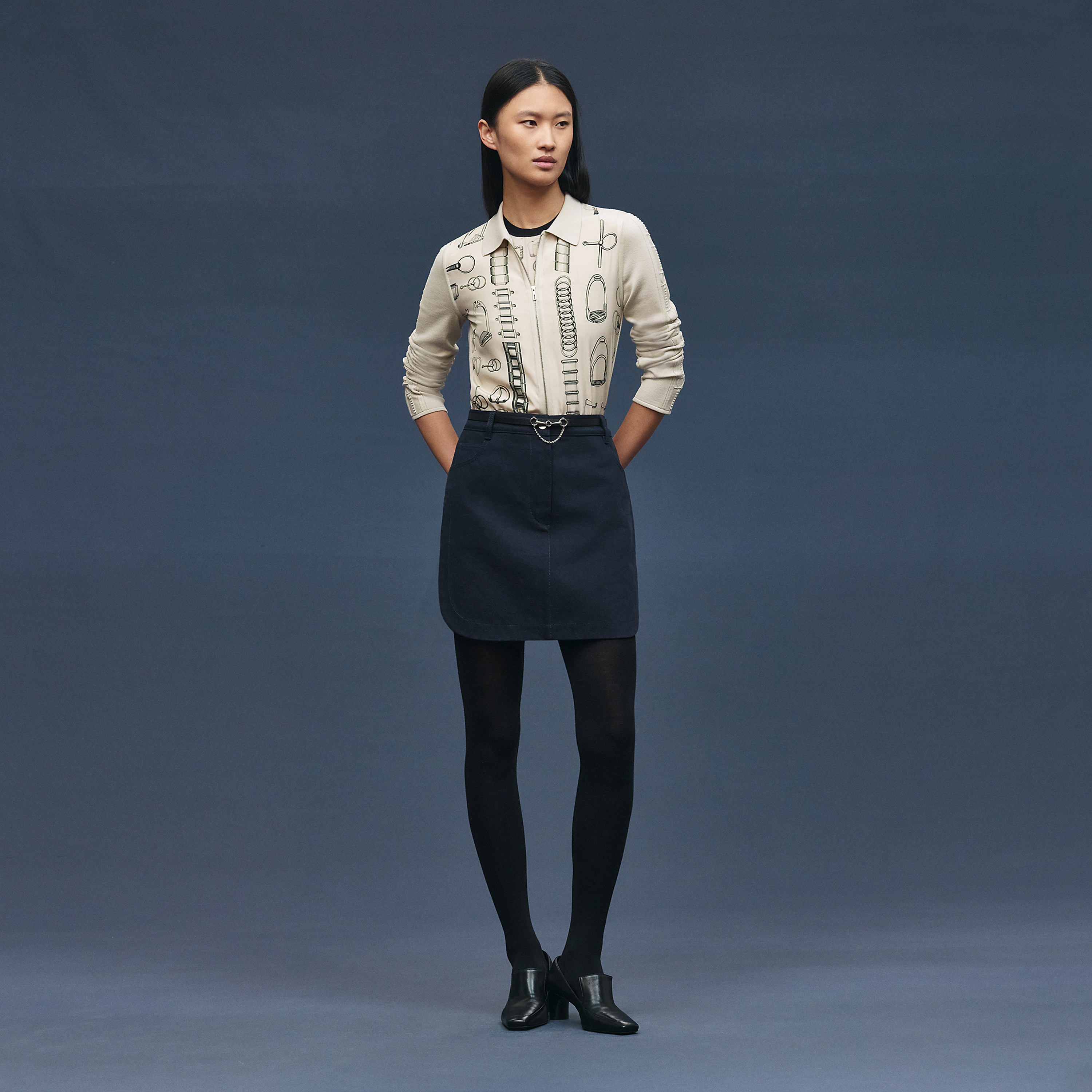 "Cahier du Colporteur" zipped twillaine cardigan